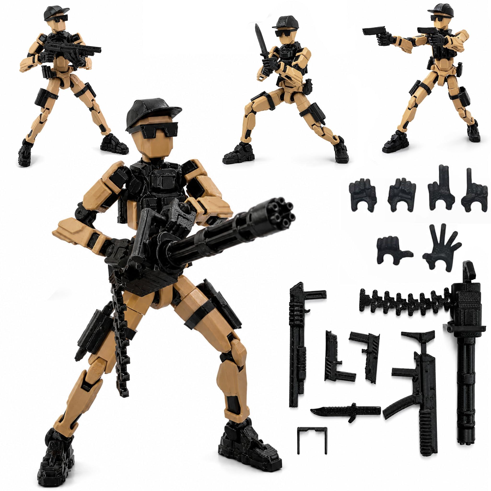 Tactical Soldier Dummy 13 Robot Action Figure, 5.25 Inch Posable Toy with Military Weapons & Accessories