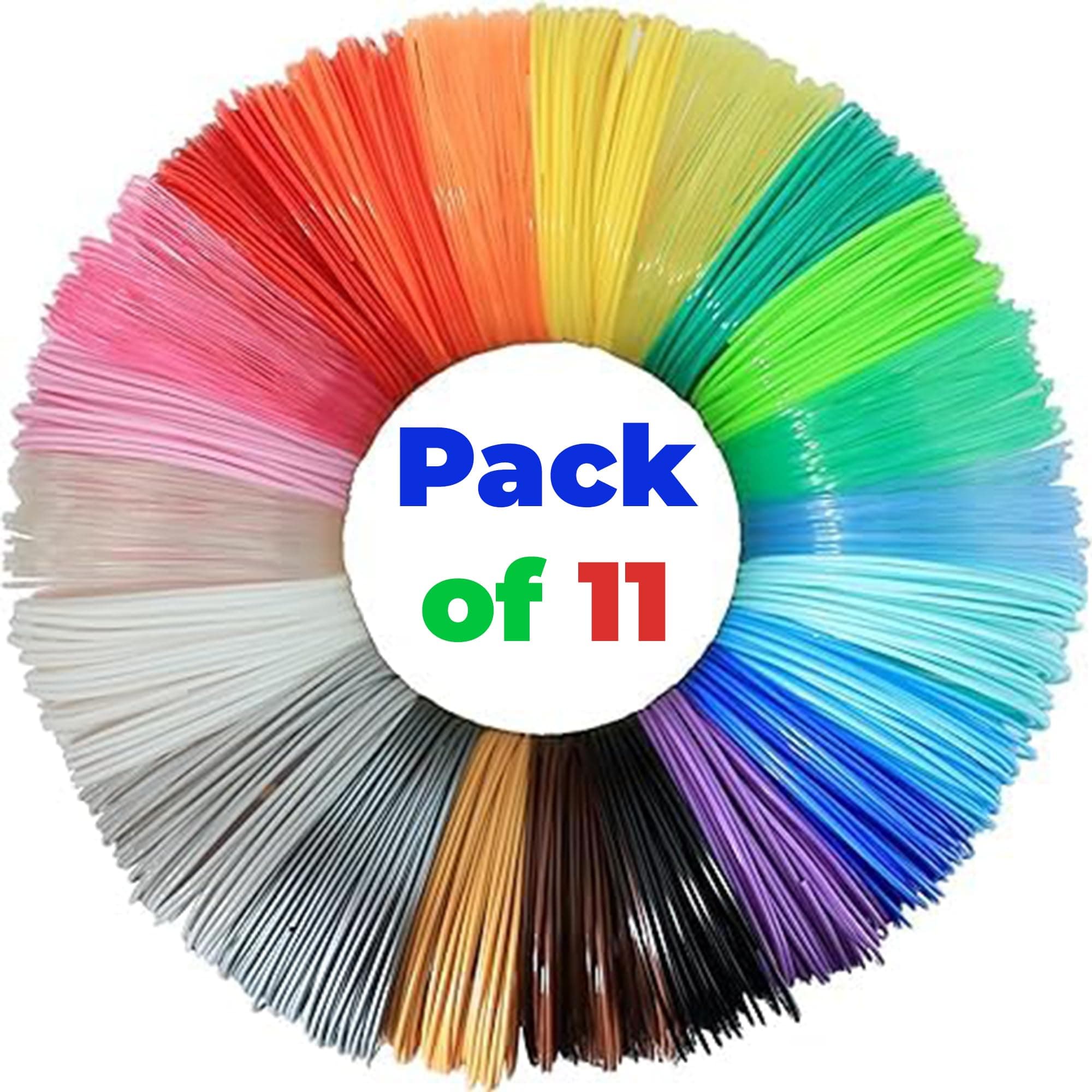 NFIL3D 11pcs Multicolor Filament of 3D Pen 5Meter Each | 3D Pen Filament | 3D Pen Refill | 3D Pen for Kids | Compatible with All 3D Pens | 1.75mm | (Set of 10Pcs) + 1Free (Pack of 11)