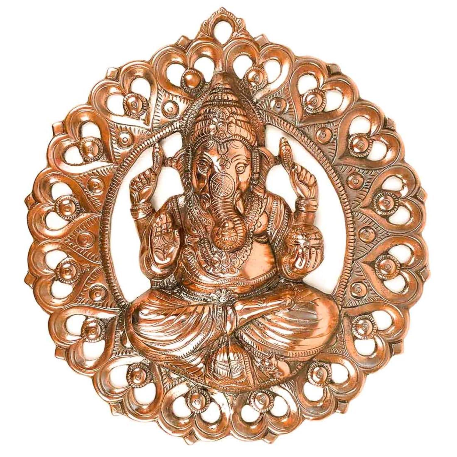 Apka Mart The Online Shop Ganesh Wall Hanging | Ganesha Wall Decor Religious Decor for Home, Wall & Entrance | Pooja Ghar |Gifts & Festivals (Metal - Alloy | Color - Copper Shade | Size -15 Inch)