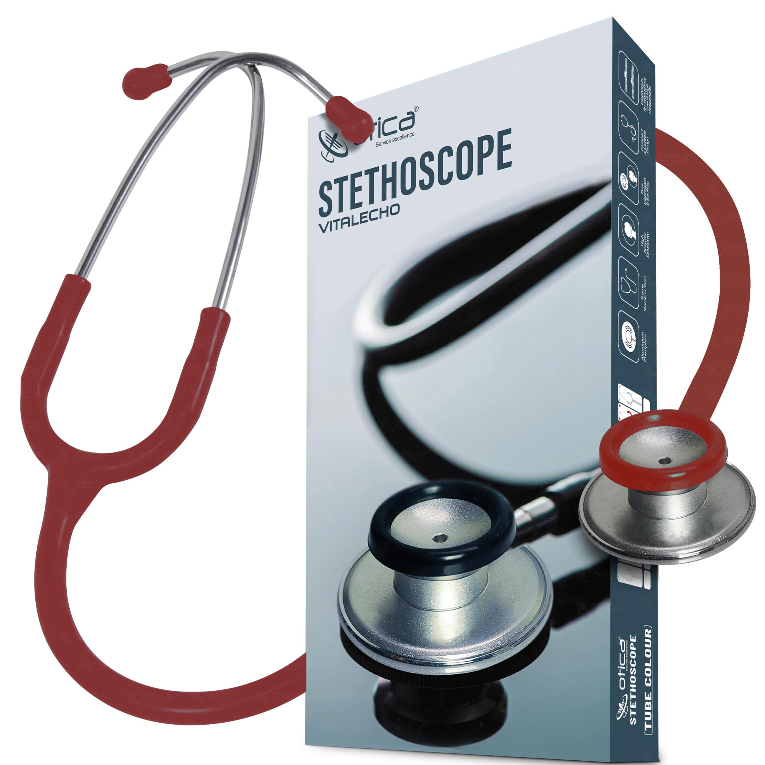 OTICA Stethoscope for Doctors Nurses Students Aluminum Chestpiece (Red)