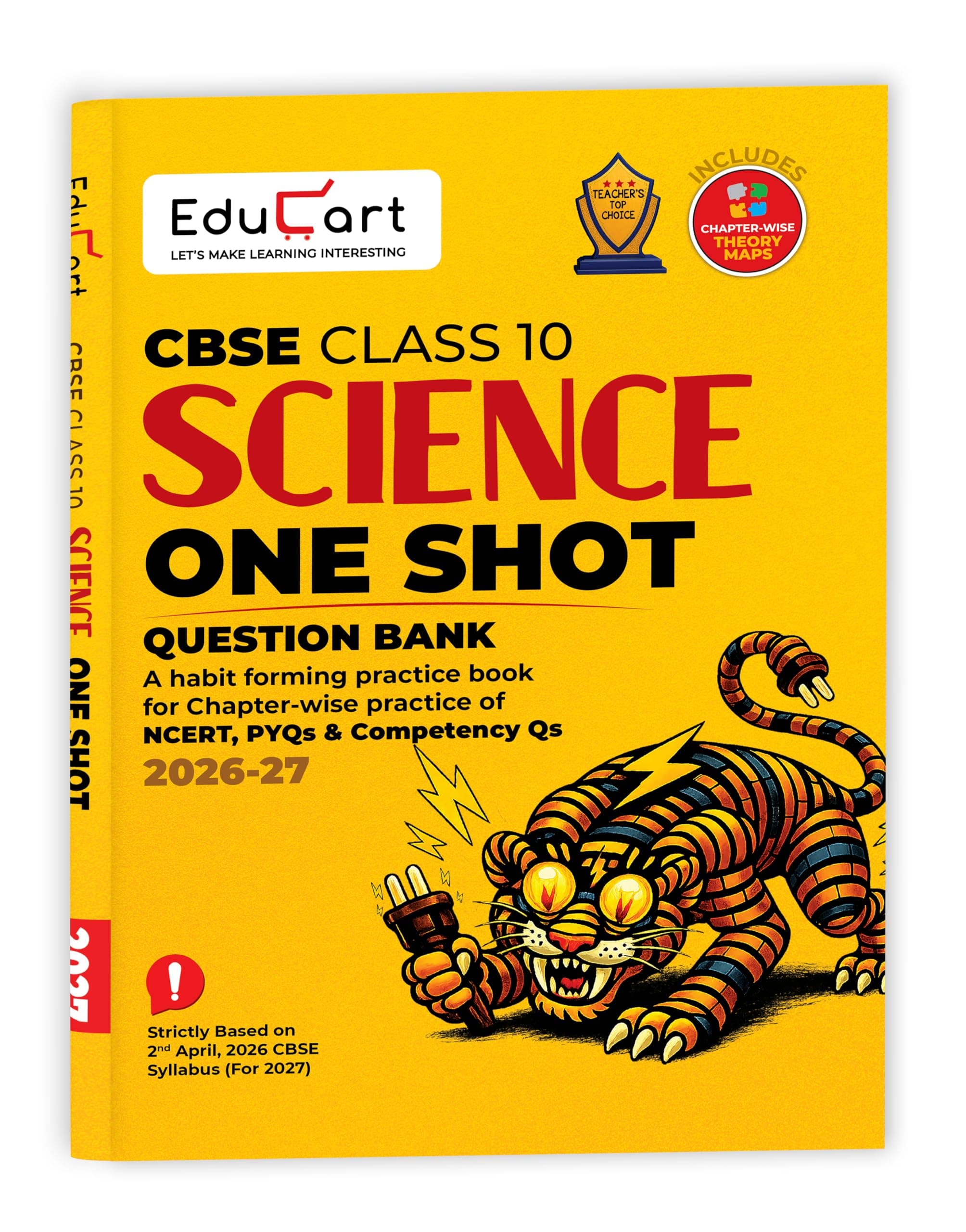 Educart CBSE Class 10 Science One Shot Question Bank 2026–27 | Chapter-wise NCERT Practice, PYQs & Competency-Based Qs | Latest CBSE Syllabus & Pattern | Theory Maps For 2027