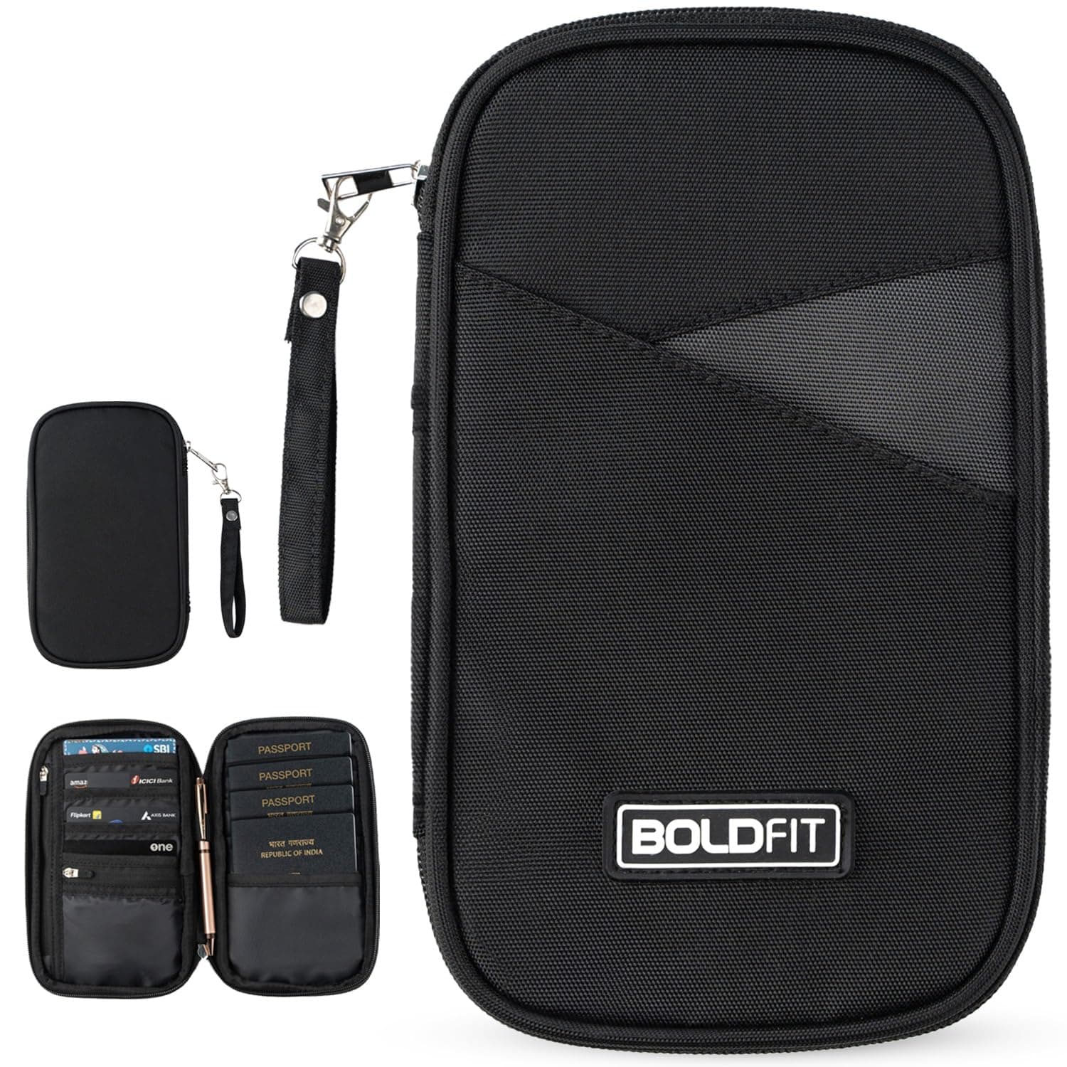 Boldfit Polyester Passport Cover for Men Card Holder for Travel Accessories Passport Holder for Women Passport Holder Cards Passport Organizer Wallet Essentials - Black