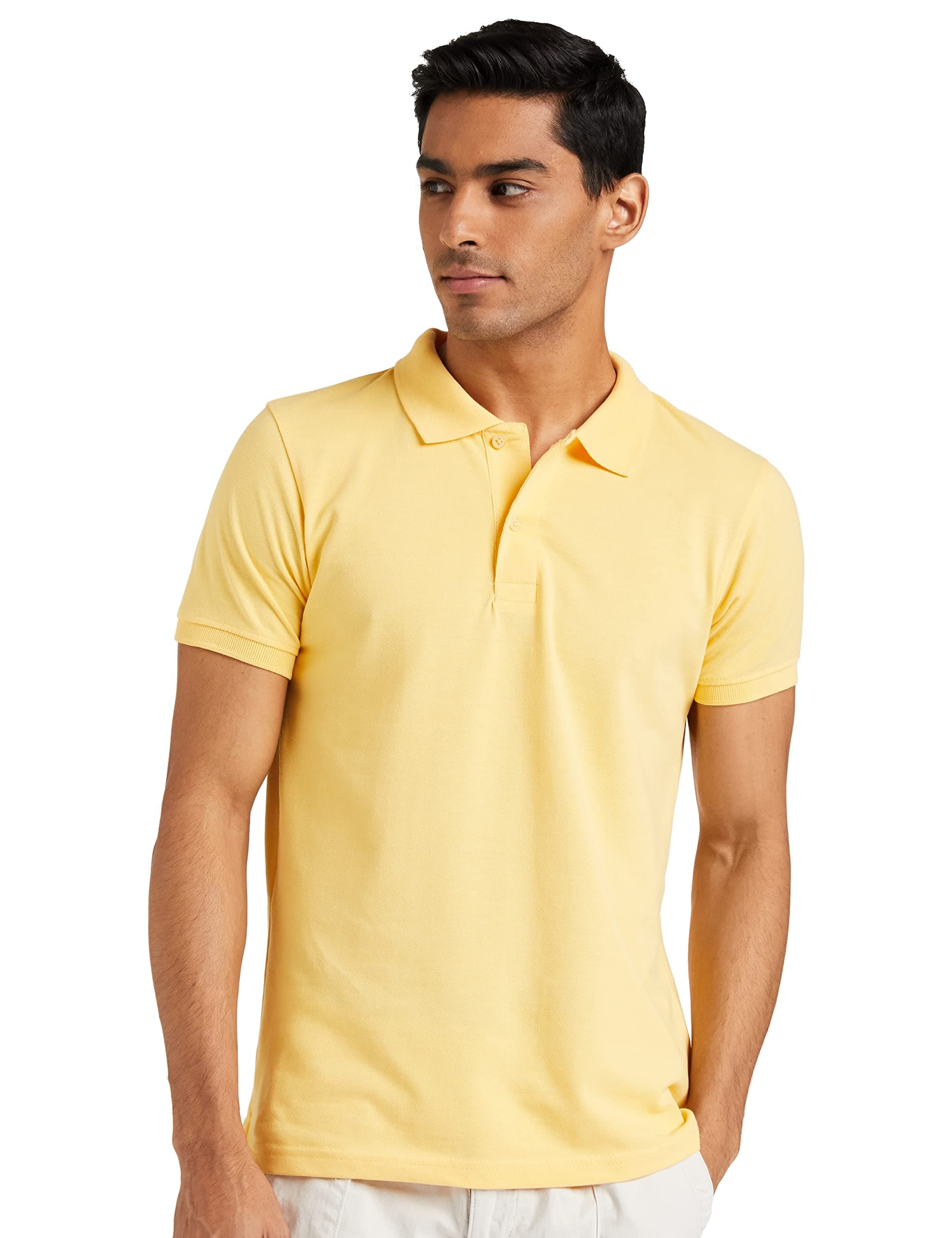 Amazon Brand - Symbol Men's Solid Regular Fit Half Sleeve Polo(AW19MCPO_Golden Haze_2XL)