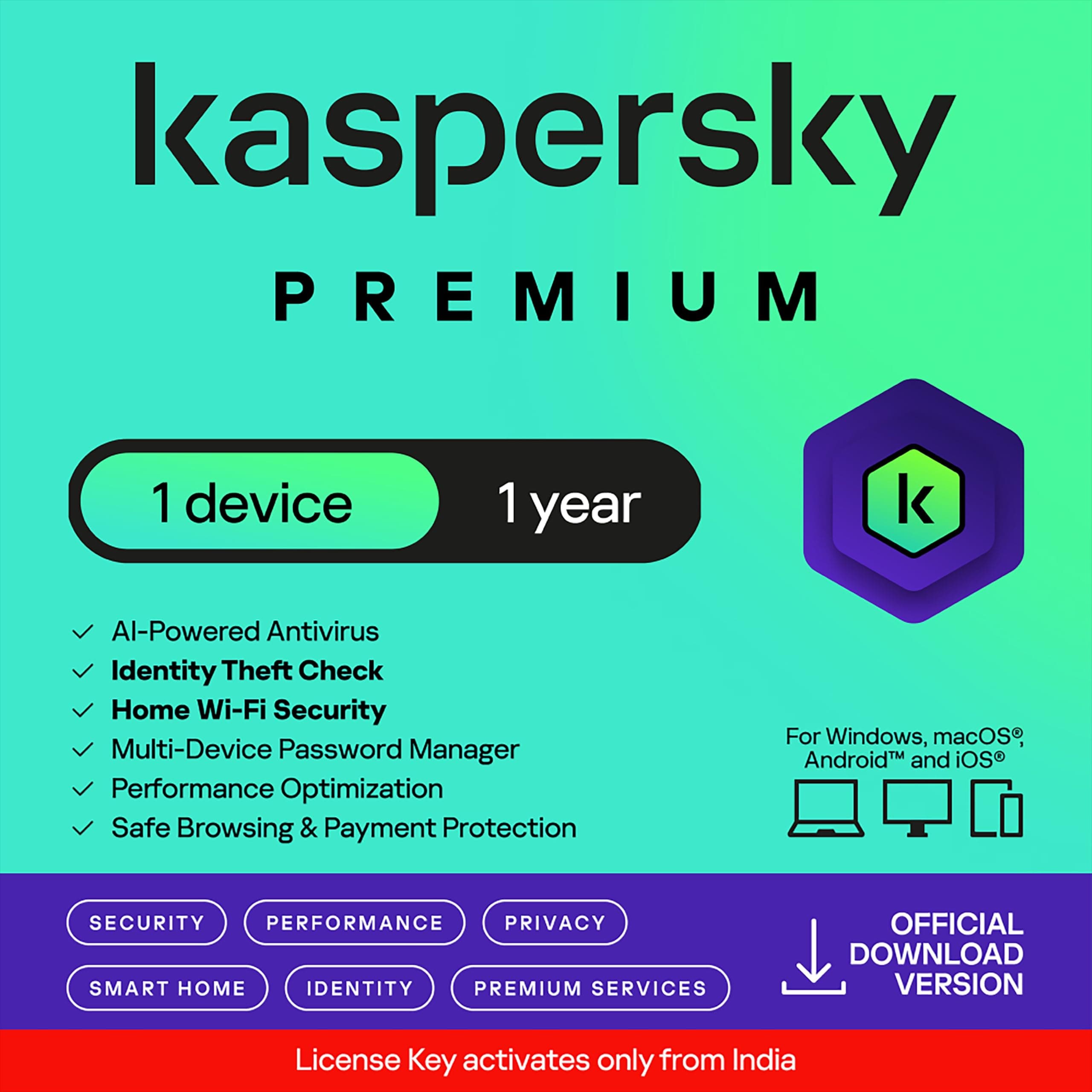 Kaspersky | Premium - Total Security (Ultimate Security) | 1 Device | 1 Year | Email Delivery in 1 Hour