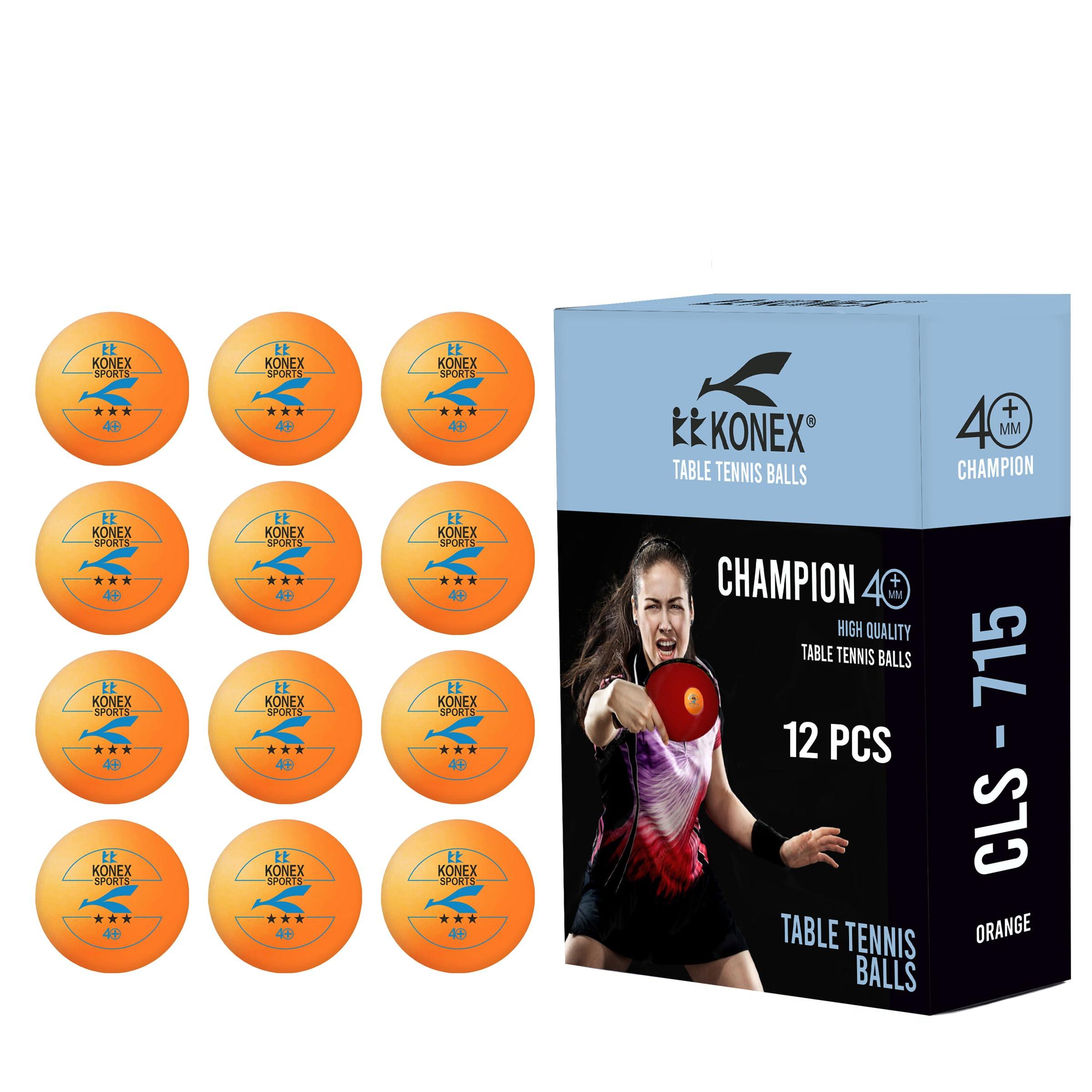 KONEX 40+ Table Tennis Balls | 3 Star | ABS Material | Pack of 12 | Orange | for Training, Practice, Recreational & Professional Play