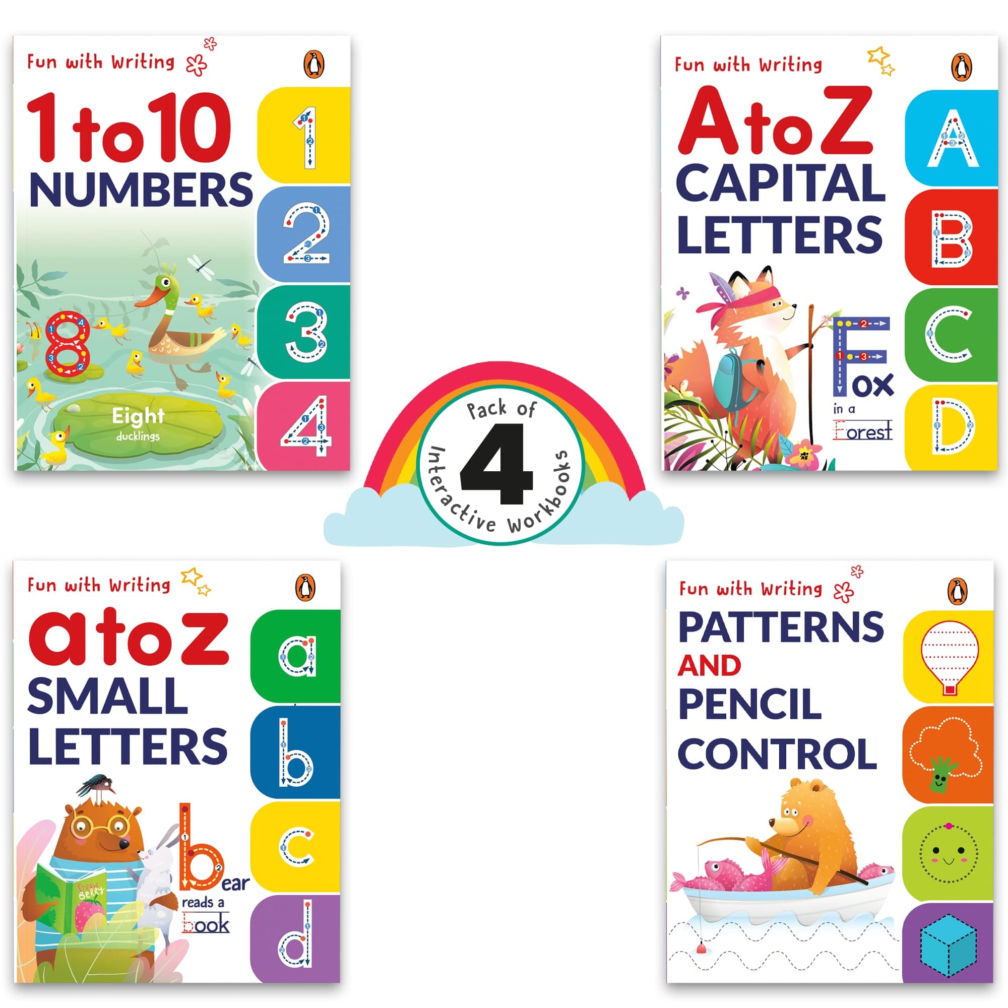 Fun with Writing (Pack of 4 Books) (Select Learning): Fun with Writing: Set of 4 Activity Books | Pencil control, A to Z small letters, Numbers Tracing Practice | Ages 3+ [Select Learning]
