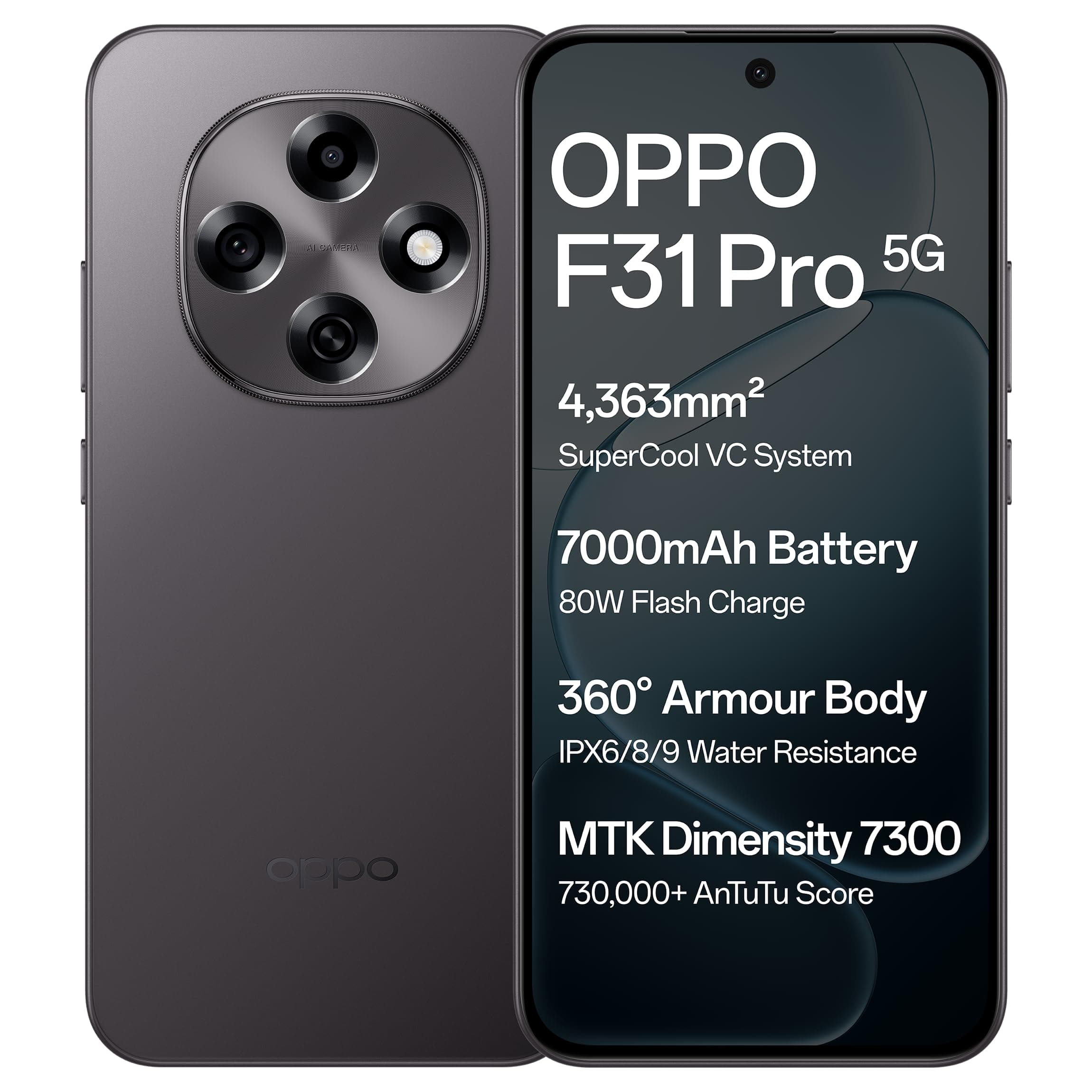 Oppo F31 Pro 5G (Space Grey, 8GB RAM, 256GB Storage) with No Cost EMI/Bank Offers