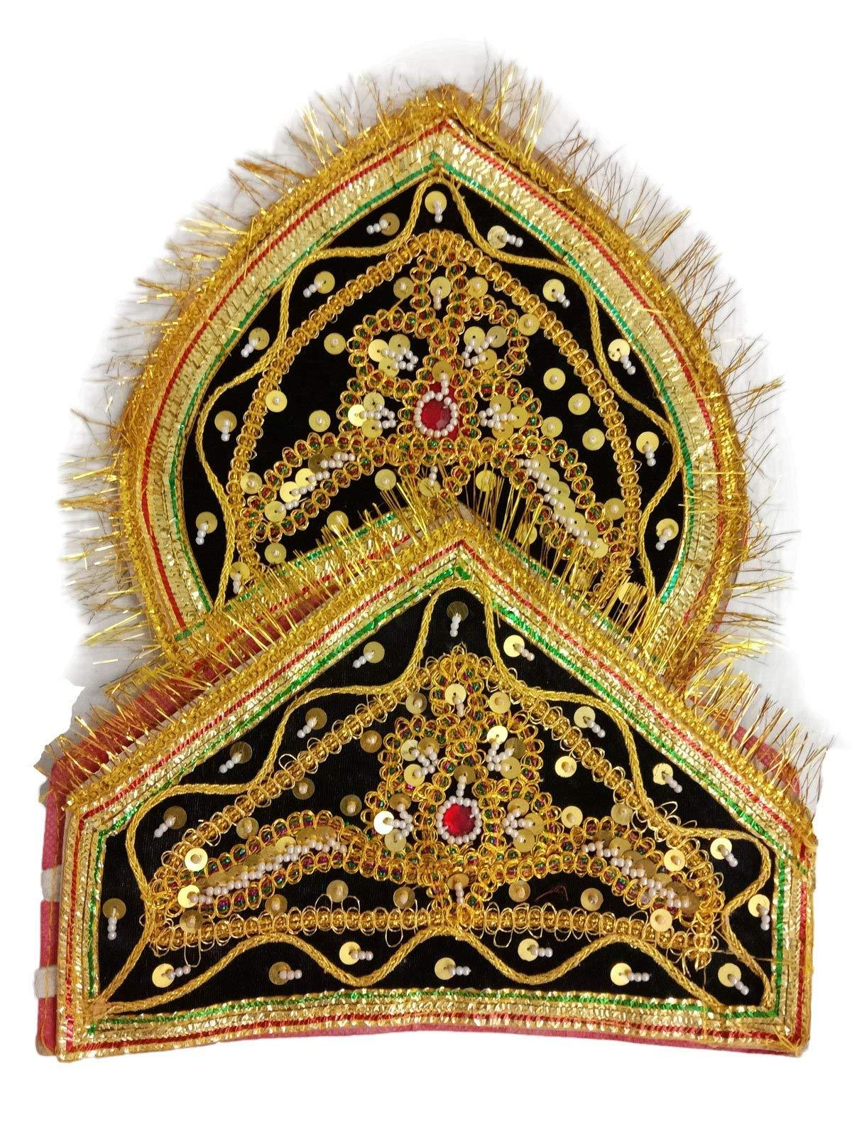 BookMyCostume Ravana Lankesh Crown Mukut Kids & Adults Fancy Dress Costume Accessories Free Size Golden/Black