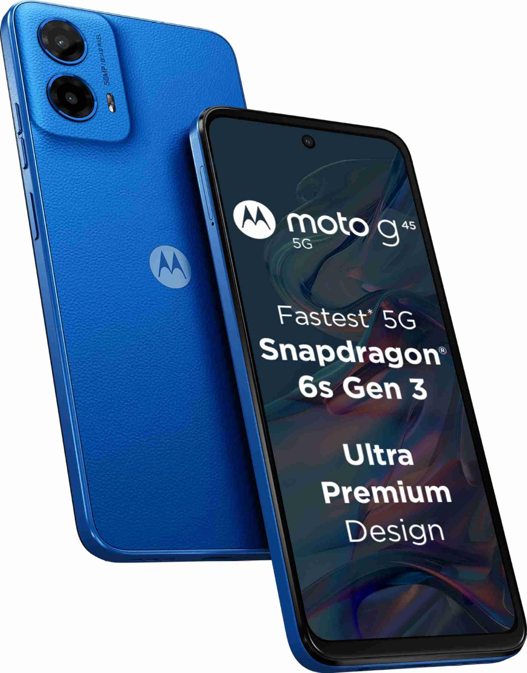 Motorola G45 5G (Brilliant Blue, 4GB RAM, 128GB Storage) | 6.5" FHD+ Display | Snapdragon 6 Gen1 Processor | 50MP Camera | 16MP Front Camera | 5000mAh Battery | 33W Charging