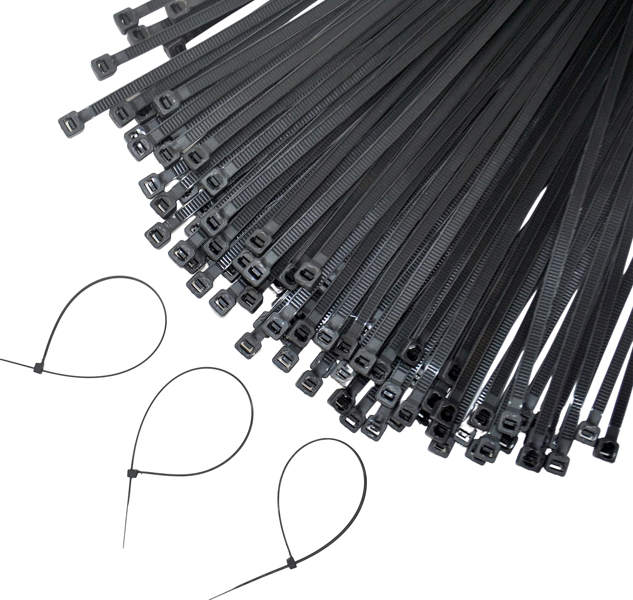 GLOBOMOTIVE Teeth Grip Nylon Self Locking Cable Ties, Black (250 mm x 3.6 mm,10 inch, Pack of 100) - Heavy Duty Strong Zip Wire Fastener Organizer Tie