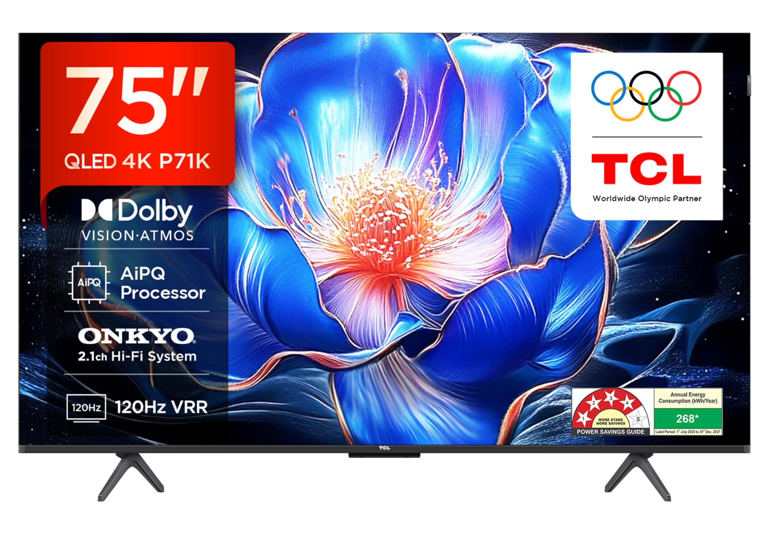 TCL 189 cm (75 inches) 4K Ultra HD Smart QLED Google TV | 120 Hz VRR | HDR 10+ | 35W Onkyo 2.1 | Dolby Vision & Atmos | 75P71K