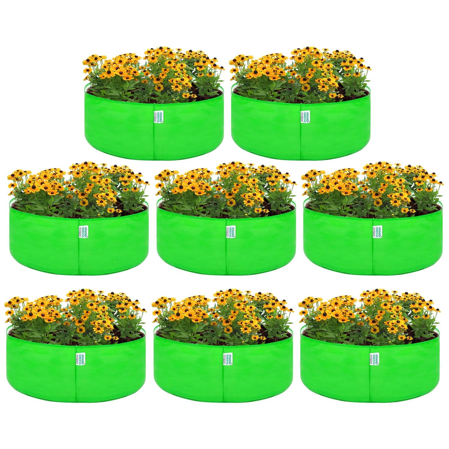 Anandi Green's Premium HDPE Uv Protected 260 GSM Round Green Colour Plant Grow Bag Suitable for Terrace and Vegetable Gardening Size15X6 INCH Pack of 8