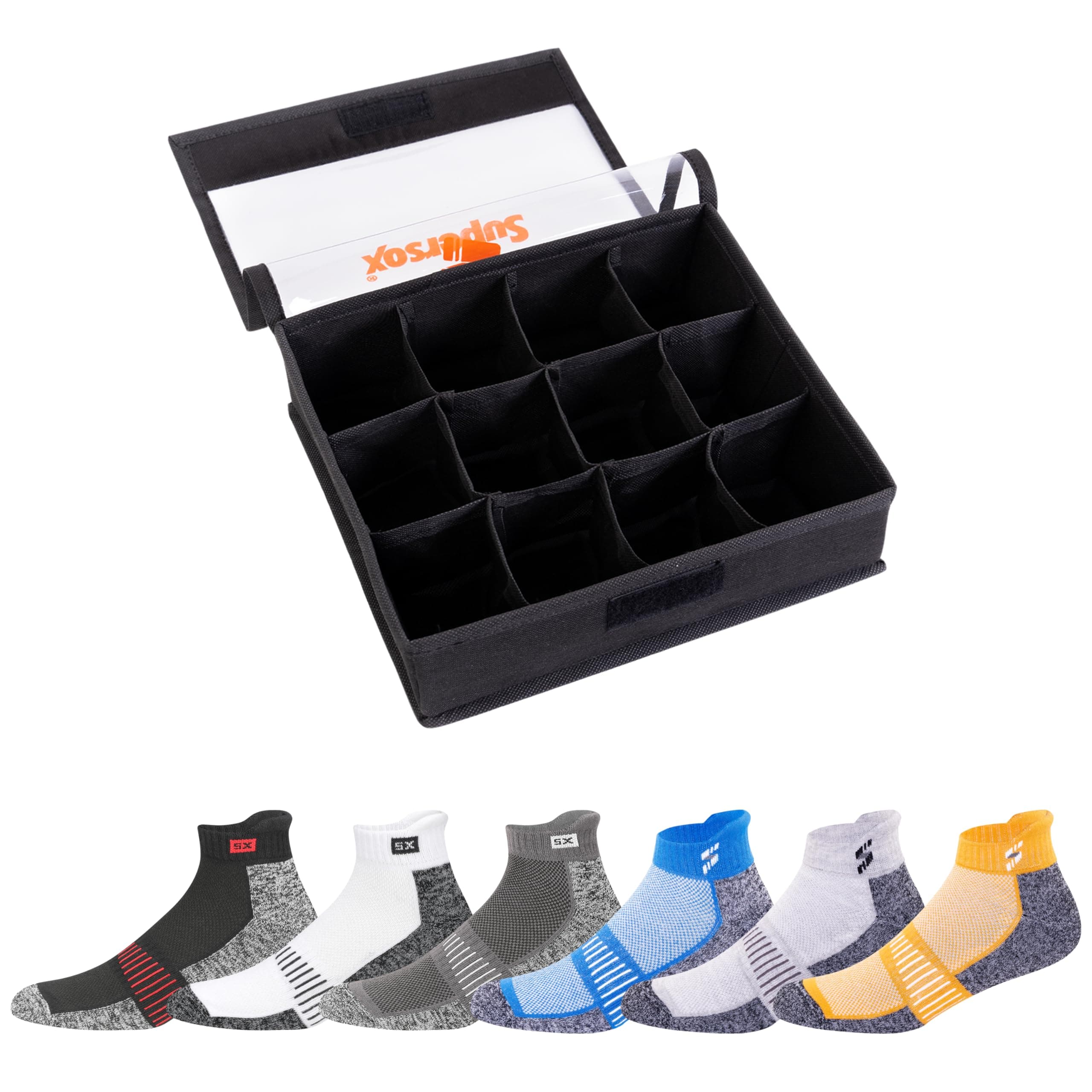 Supersox Organizer Ankle Socks for Man | Durable Breathable Cotton | Anti-Odor & Antibacterial | For Sports & Running | Multicolour | Free Size | Pack of 6