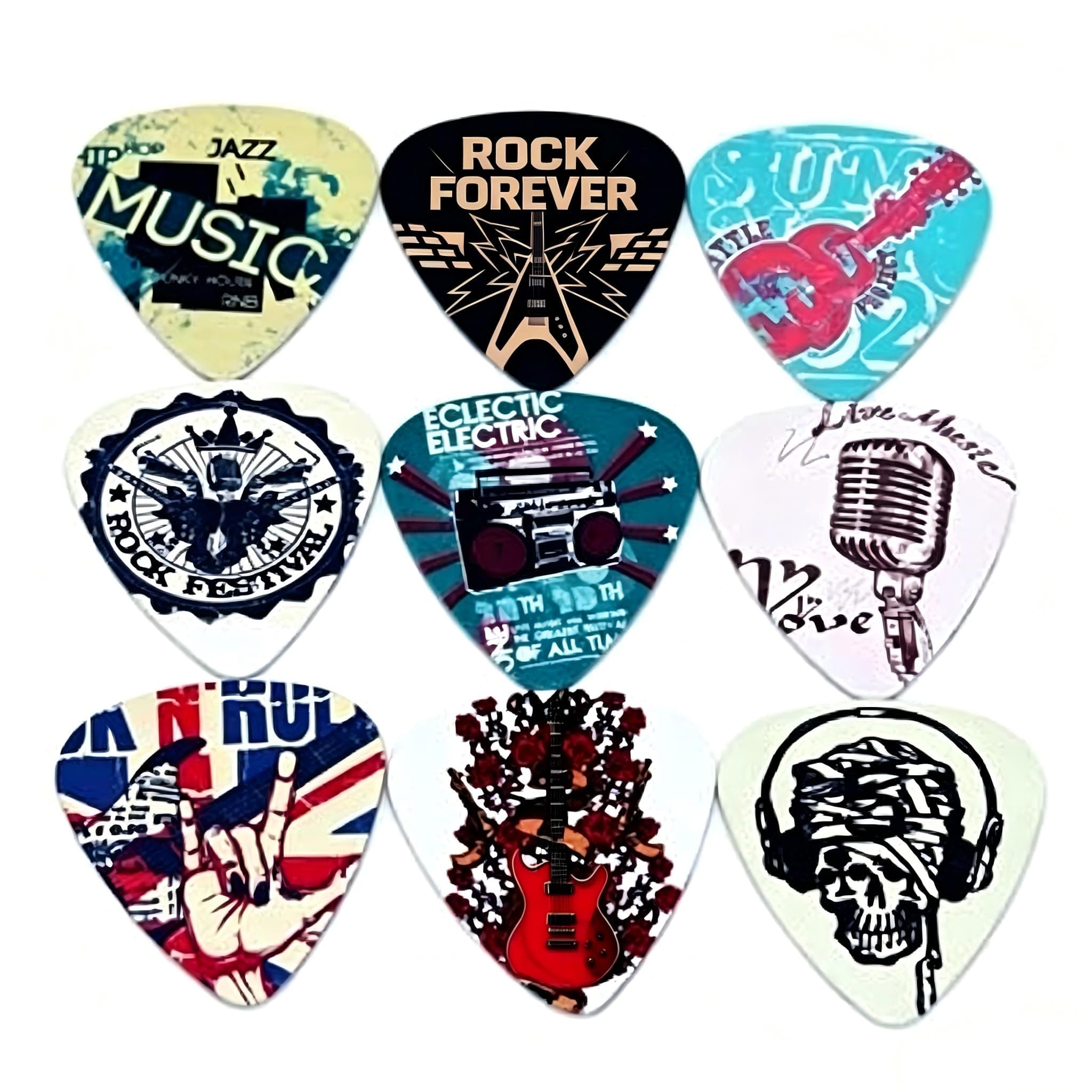 9 PCS Guitar Picks, 1.00 mm Celluloid Plectrums for Acoustic & Electric