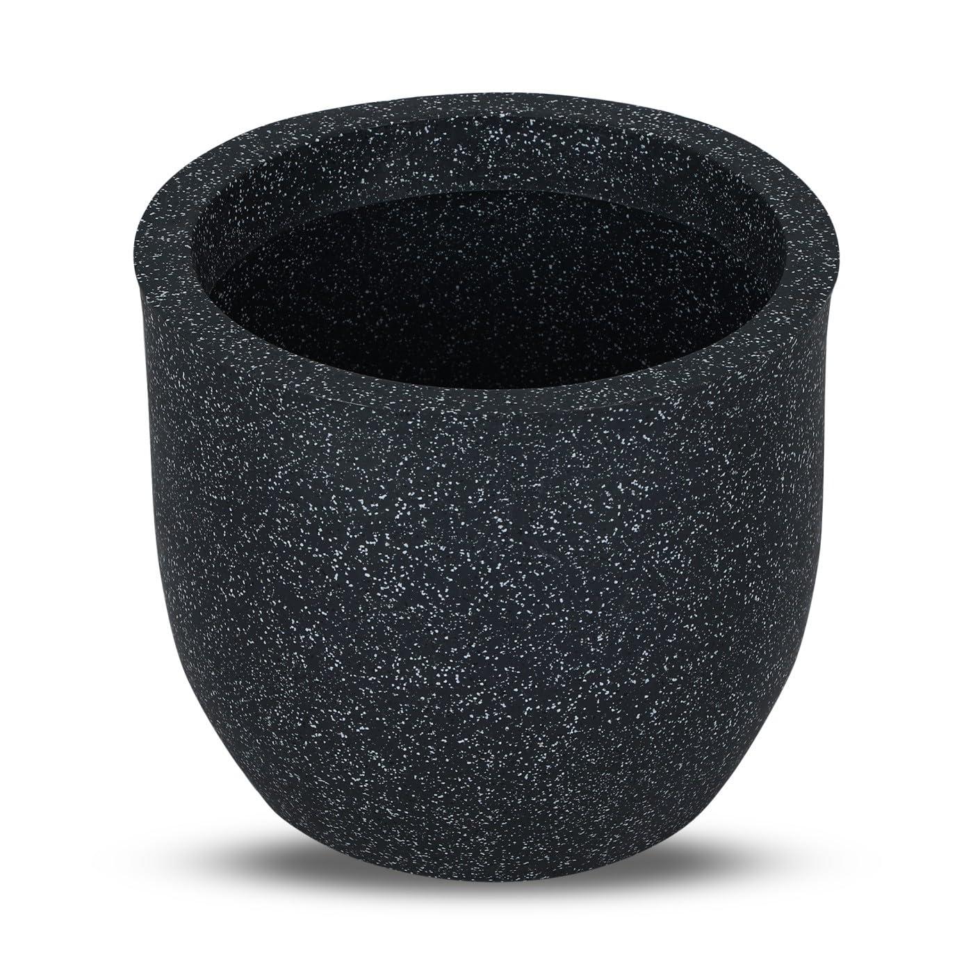 BonKaso 12 Inch Jaguar Round Plant Pots | Highly Durable & Lightweight Polymer Planter for Indoor & Outdoor Use | Flower Pot (Gamla/Gamale) for Home, Office, Garden, Living Room & Balcony (Brown)