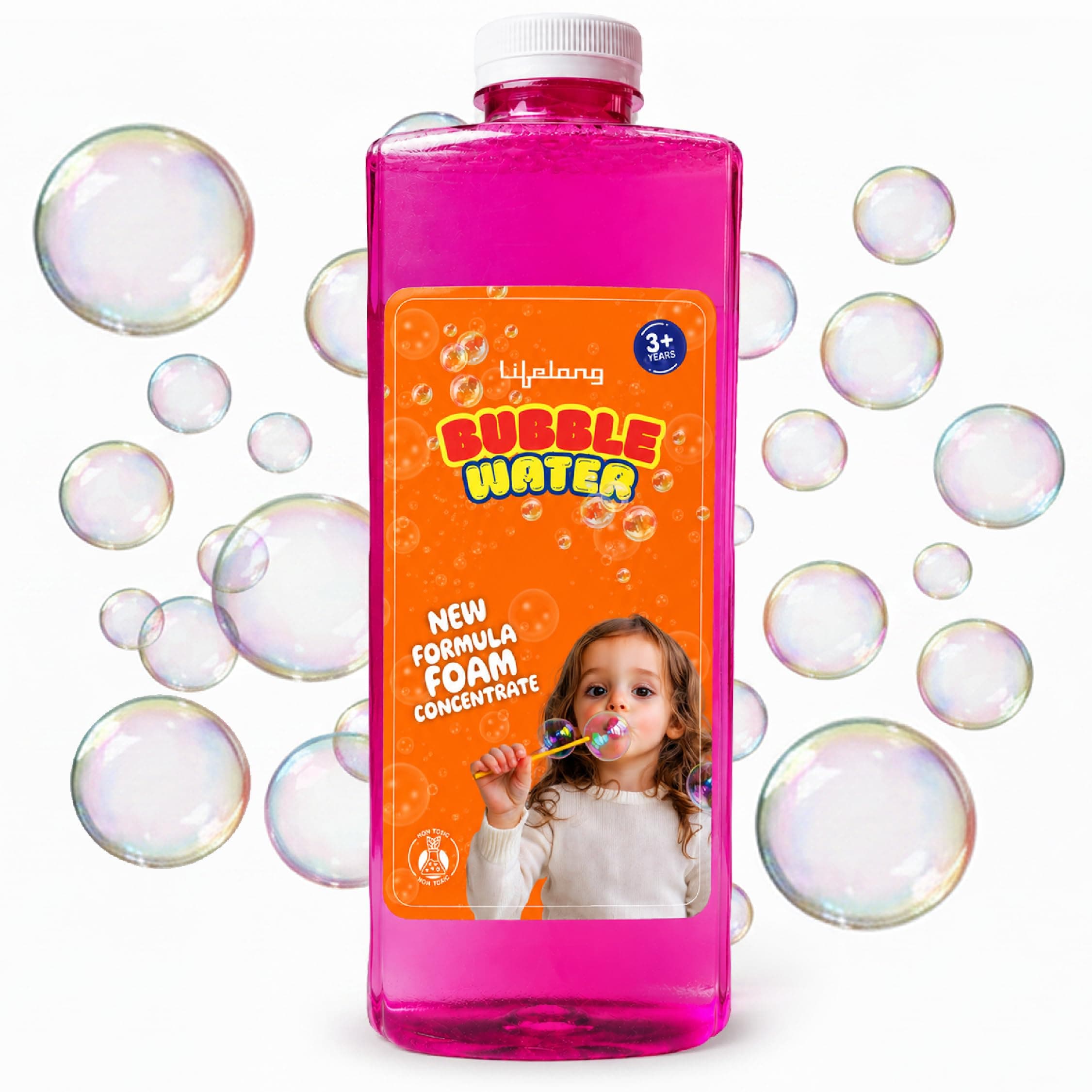 Lifelong Bubble Solution 1000 ML Colorful Bubble Liquid Refill, Compatible with All Bubble Machine | Non Toxic Bubble Maker Liquid for Guns, Bubble Refill, Ready to Use Bubble Solution for Kids 3+ Yrs