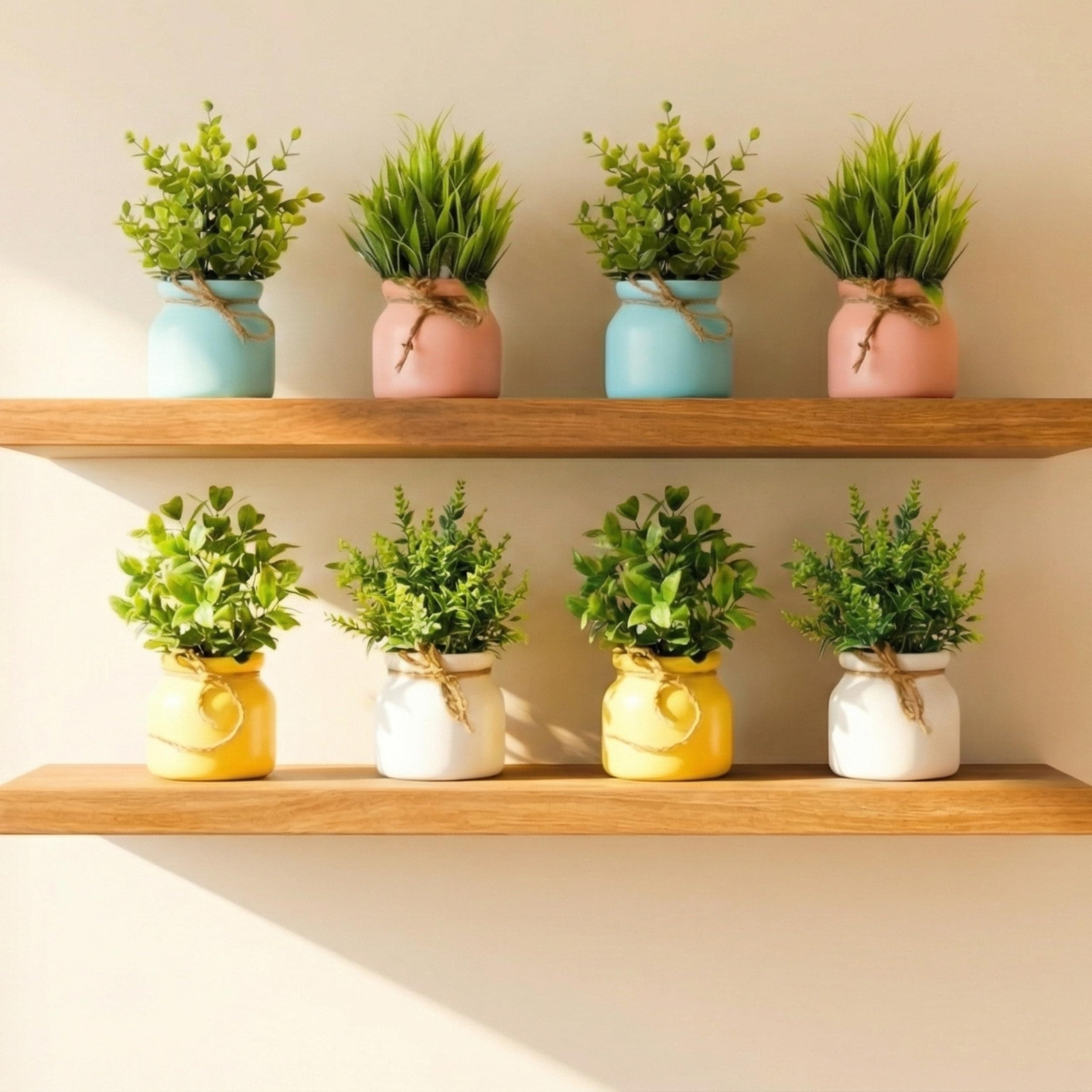 Dekorly Artificial Potted Plants, Artificial Plastic Eucalyptus Plants Small Indoor Potted Houseplants, Small Faux Plants for Home Decor Bathroom Office Farmhouse (Matka Multi Color)
