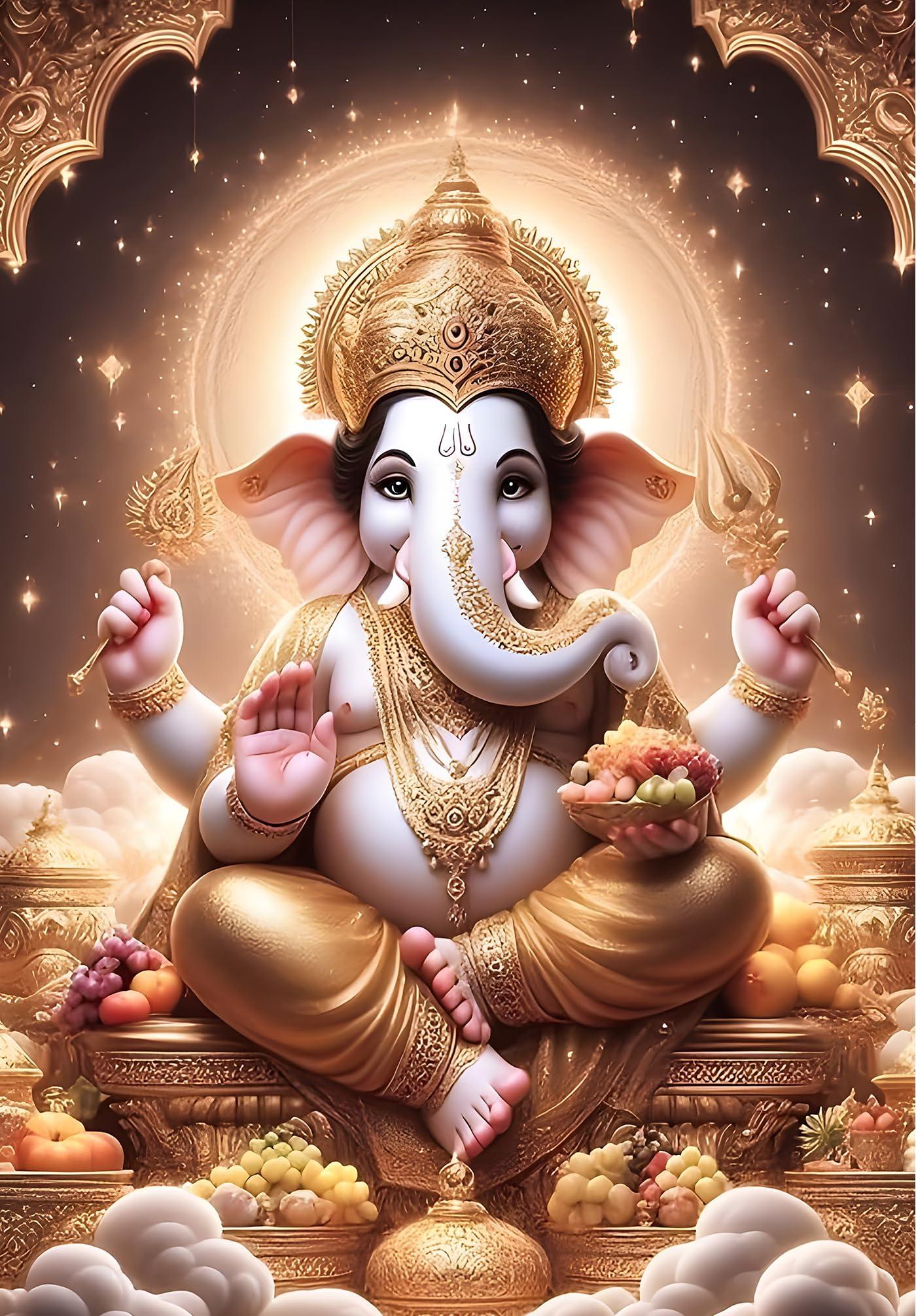 Lord Ganesh Poster Wall | Ganpati Sticker Wall | Ganesh Ji Sticker | Vinayakudu Sticker | Ganesha Chaturthi Poster for Wall Decoration | Ganapati Poster for Wall | Ashtavinayak Ganpati Sticker | Natya Vinayaka Posters