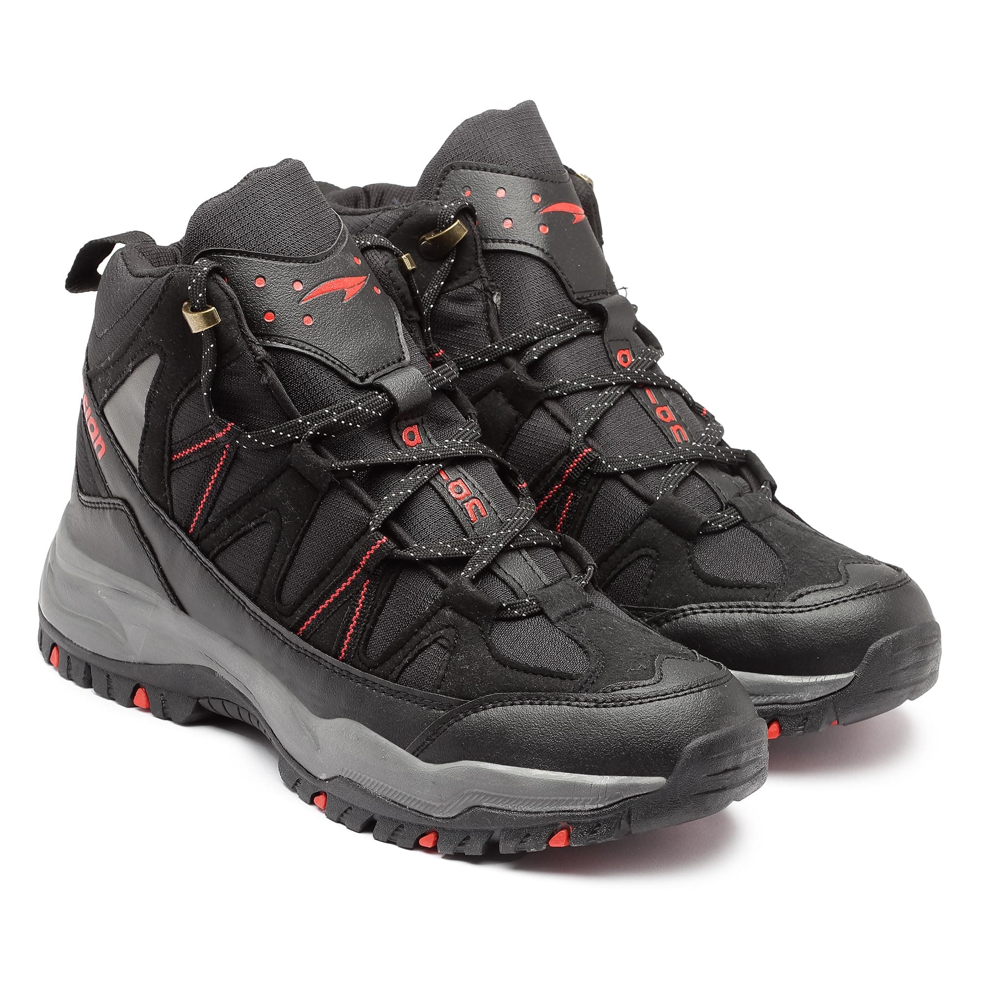 ASIAN Men's Everest-21 Sports Trekking & Hiking,Walking Hi-Neck Shoes with Rubber Outsole & Memory Foam Insole Lace-Up Shoes for Men's & Boy's Black RED