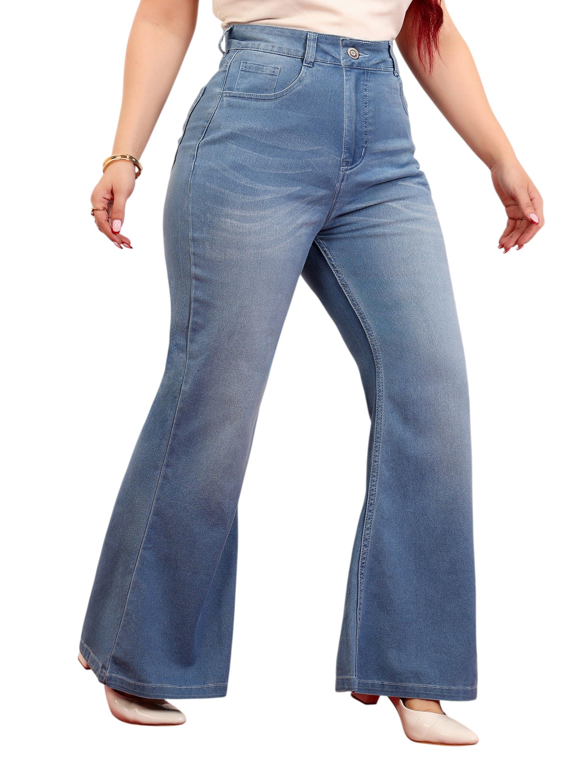 Miss Chase A+ Women's Bootcut High Rise Stretchable Denim Jeans (APSS25DEN81-64-462-26, Denim Blue, 26)
