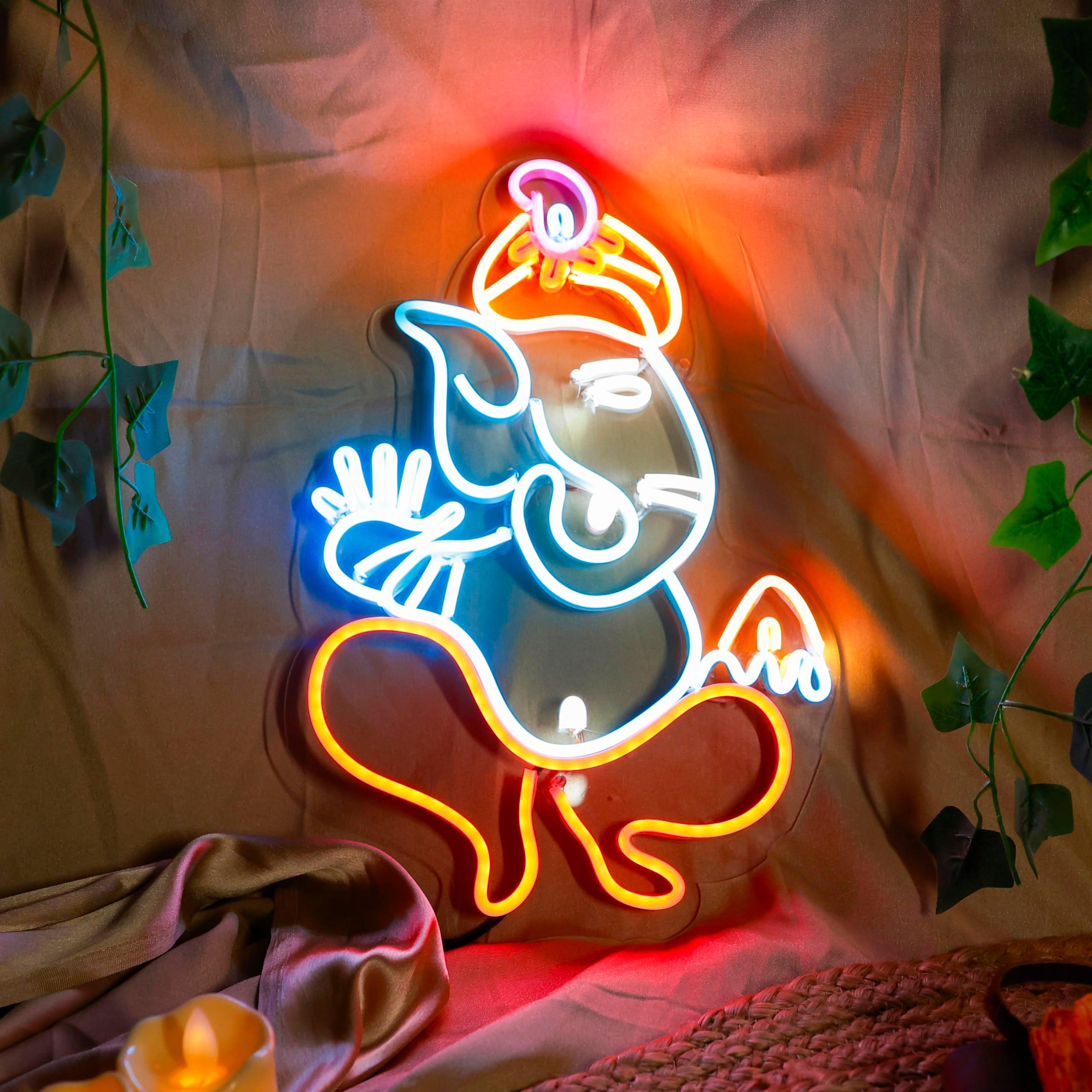 OVG Ganesh ji neon Sign Light, 12inch × 18inch neon led Light Ganpati Bappa for mandir, Gifts and Wall Decor (1 Piece Light with Adapter)