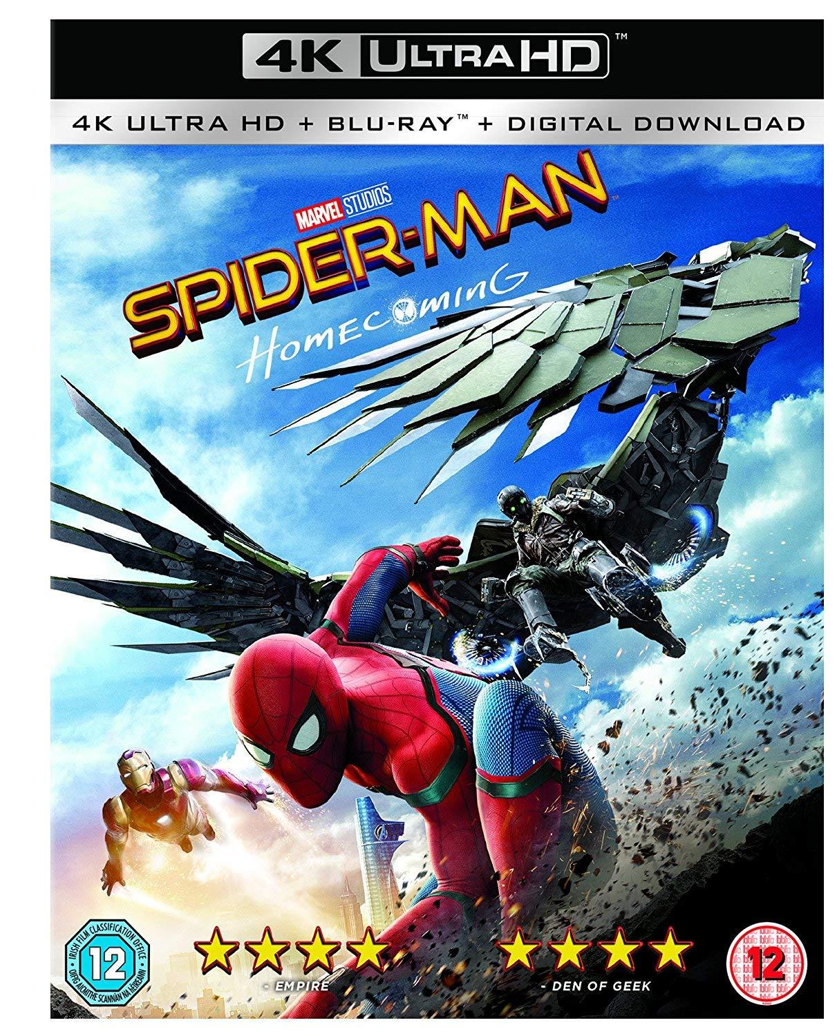 Spider-Man: Homecoming (4K UHD + Blu-ray + Digital Download) (2-Disc) (Uncut | Slipcase Packaging | Region Free 4K Ultra HD / Blu-ray | UK Import)