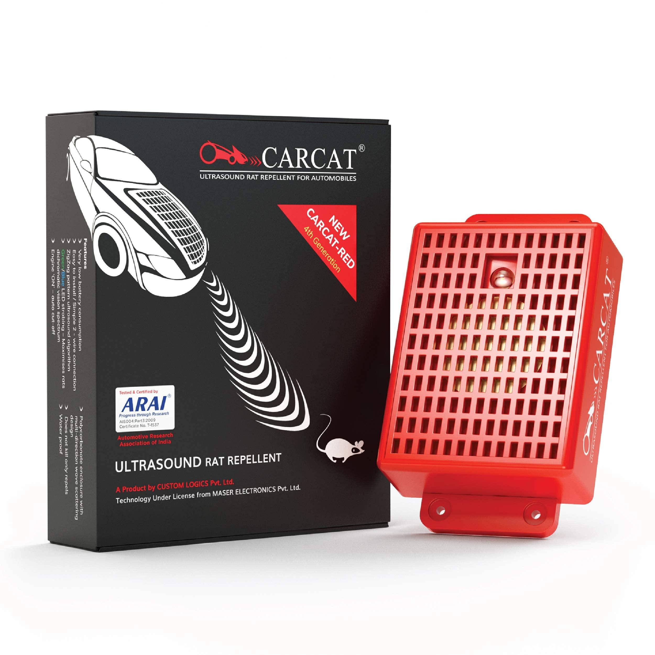 CARCAT Ultrasound Rat Repellent for Car 4th Generation | Ultrasonic Rodent Repeller Device for Cars | Water Resistant, Heat Resistant, Auto Cut Off Technology & Easy Installation | Made in India