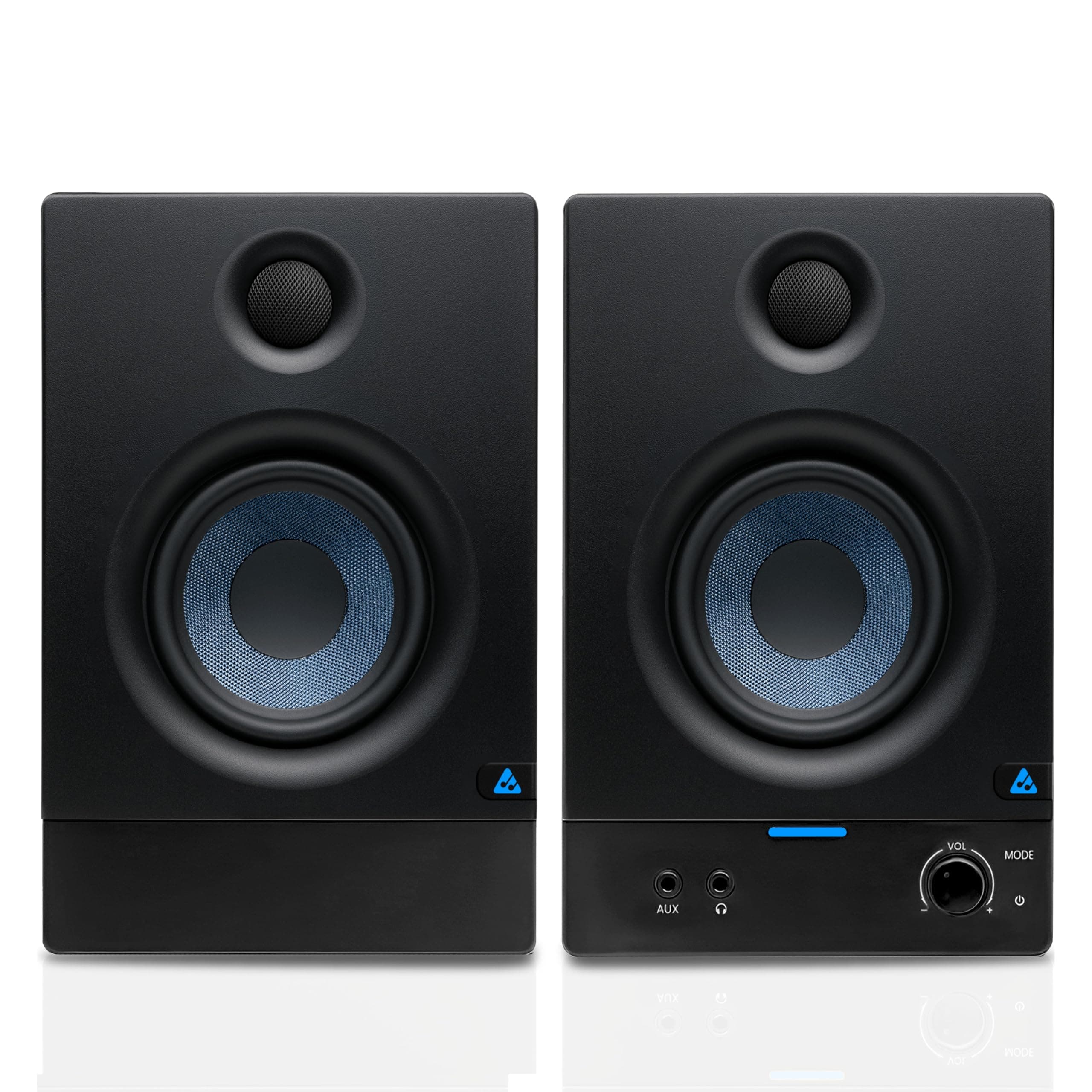 Audio Array Studio Monitors Speaker Pair 3.5" | 50W RMS with Bluetooth 5.0 | Fiberglass Woofer & 1″ Silk Dome Tweeter, Class-D | TI 3116D2 Amp | TRS, RCA, AUX Inputs, Bass & Treble Control | AM-S2