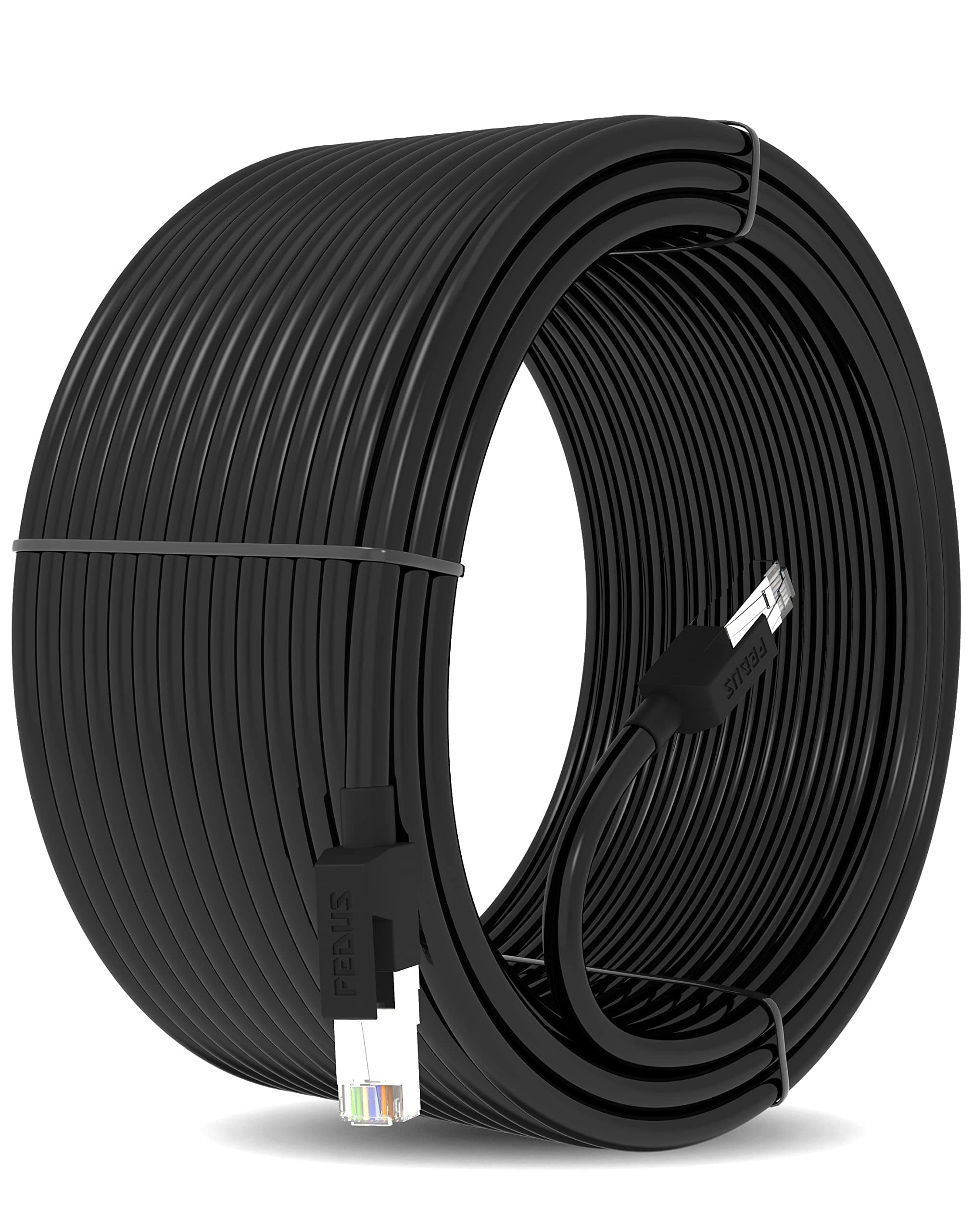 FEDUS 70 Meter Heavy Duty Outdoor Cat6 Cable Weatherproof/UV Resistant 10000mbps Ethernet Cable Suitable for Direct Burial Installations Ethernet Patch LAN Cable,Internet cable Network Cord Black
