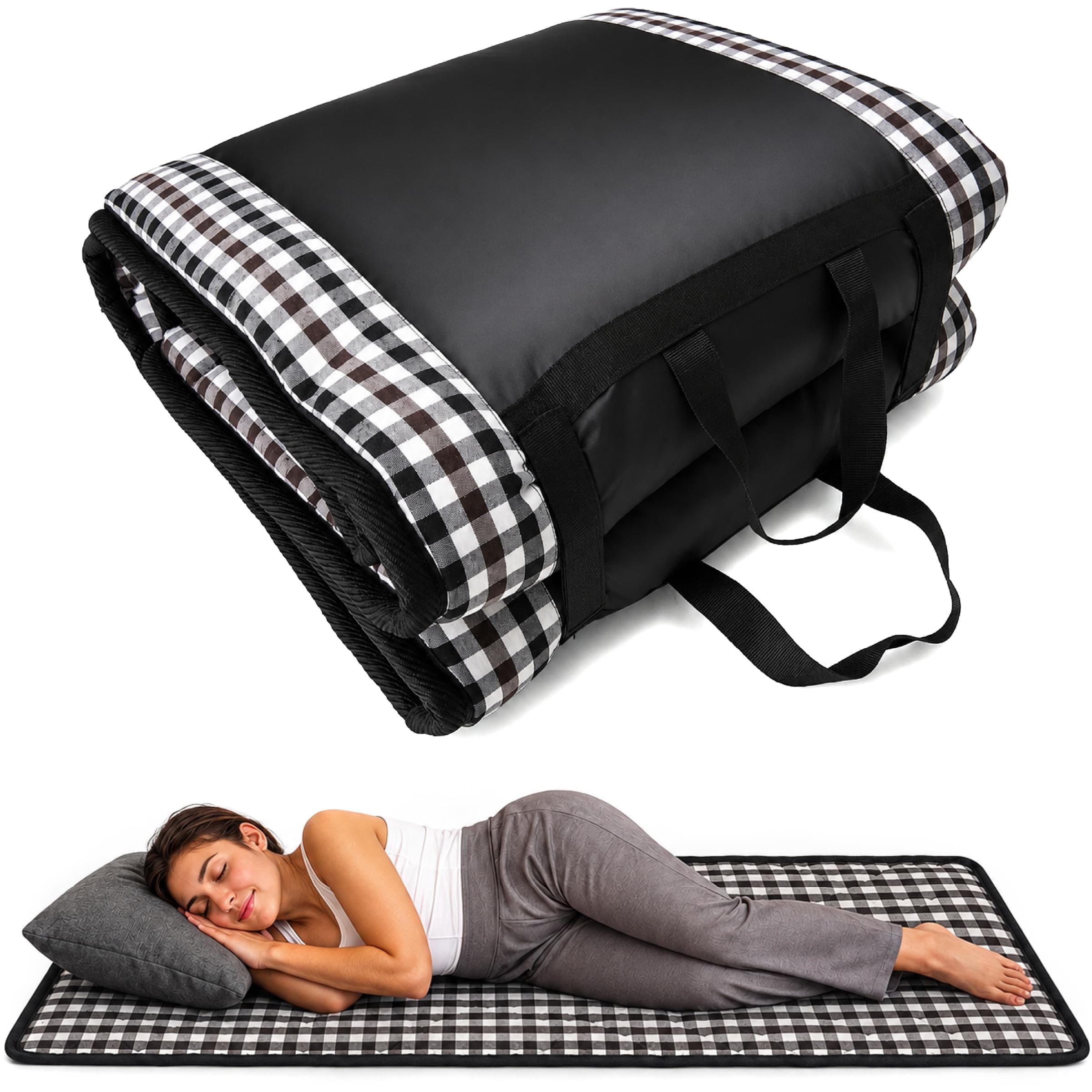 ComfyHug Premium Foldable Mat for Floor – Lightweight Cotton Foam Mattress for Home, Guests & Camping | Portable, Slim & Easy to Store Travel Bedding (78 x 36 x 1 Inch, Grey)