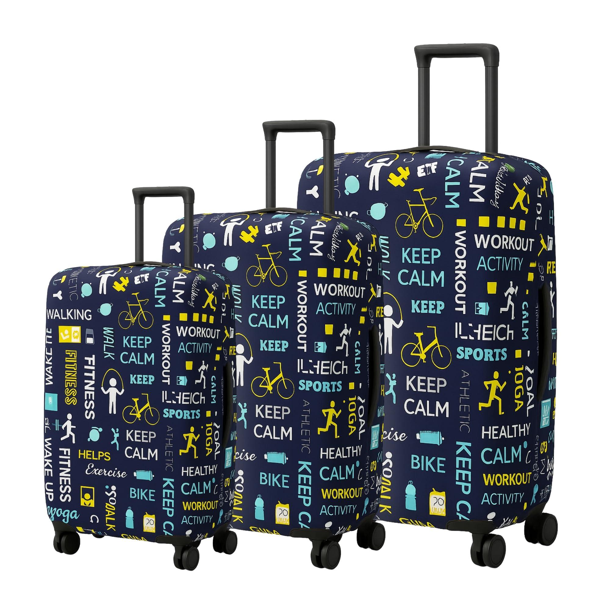 AMPEREUS® Trolley Bag Cover Set of 3 – Small, Medium & Large Polyester Luggage Blue Covers | Protective Cover for Trolley Bags, Suitcases & Luggage | Fits 20, 24 & 28 Inch Fiber-Plastic Bags