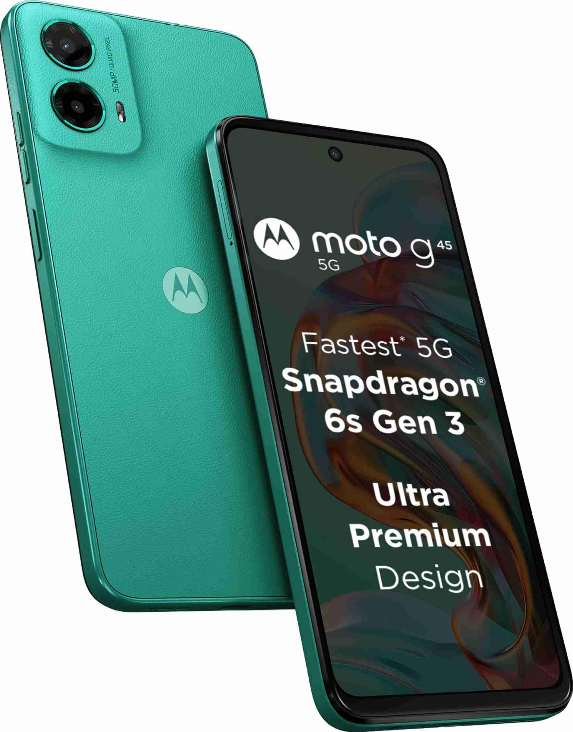 Motorola G45 5G (Brilliant Green, 4GB RAM, 128GB Storage) | 6.5" FHD+ Display | Snapdragon 6 Gen1 Processor | 50MP Camera | 16MP Front Camera | 5000mAh Battery | 33W Charging