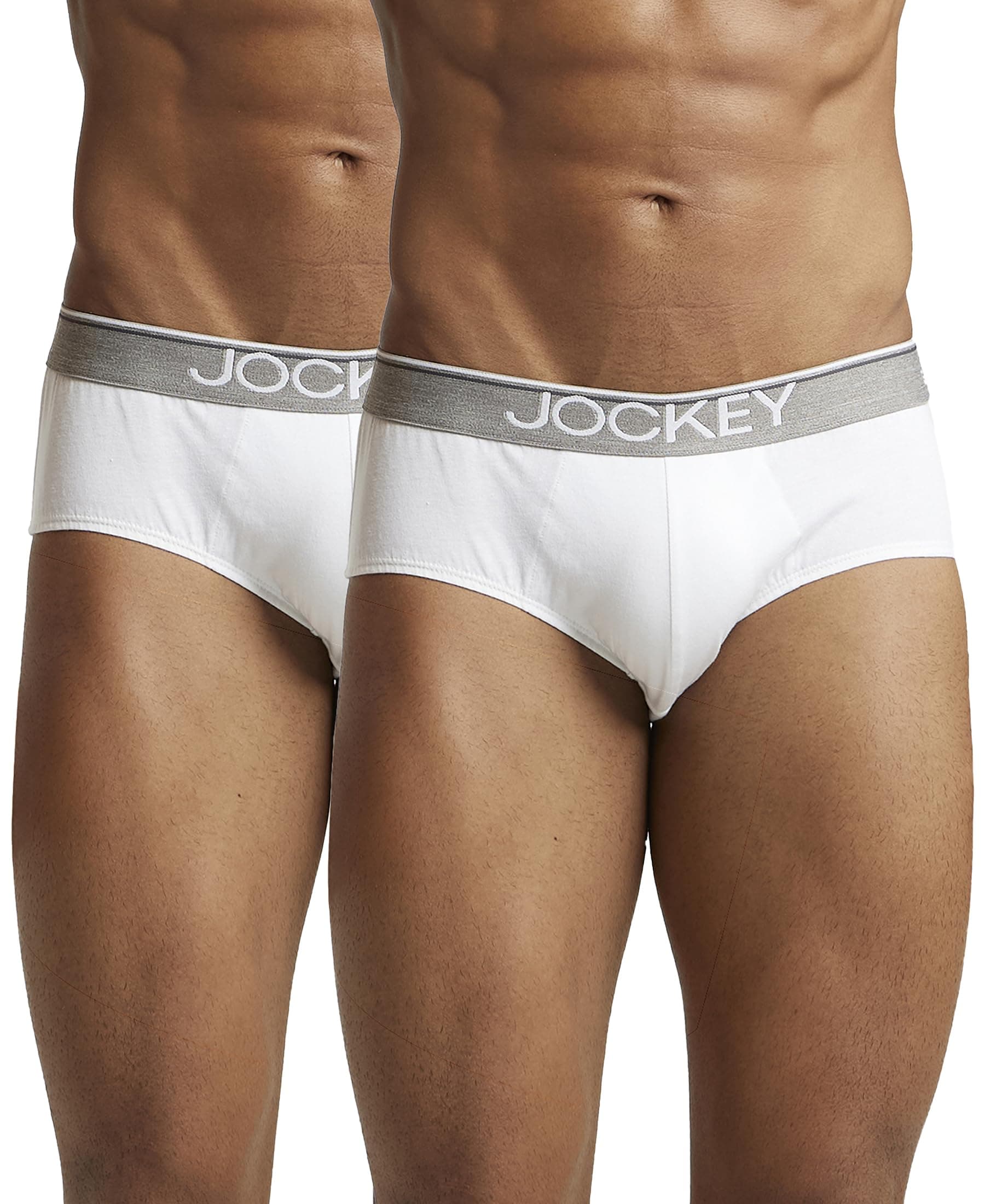 Jockey Men's Super Combed Cotton Briefs with Ultrasoft and Durable Waistband (Pack of 2) 8037_White_L
