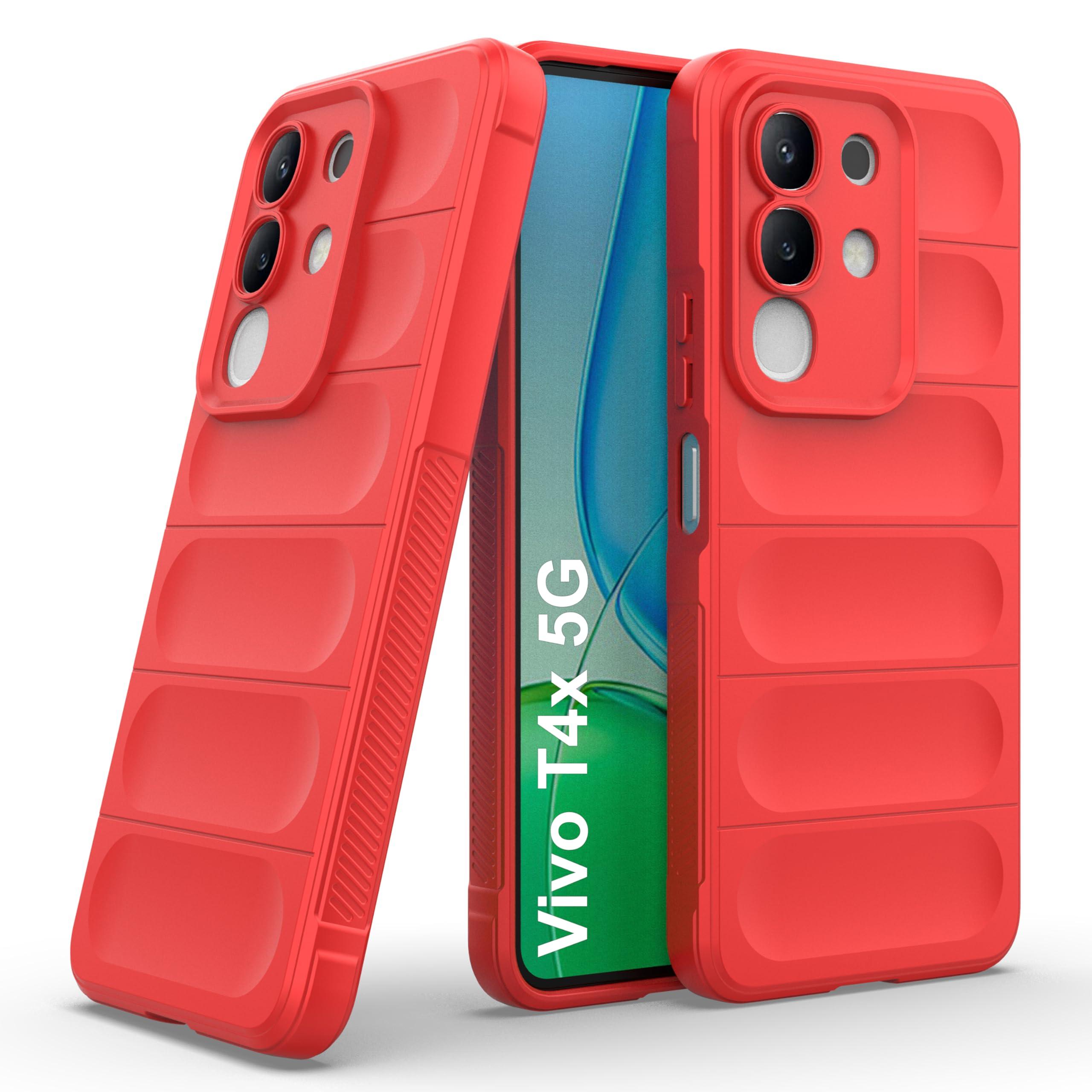 Zapcase Back Case Cover for Vivo T4x 5G | Compatible for Vivo T4x 5G Back Cover | Liquid Silicon Magic Case with Camera Protection | Red
