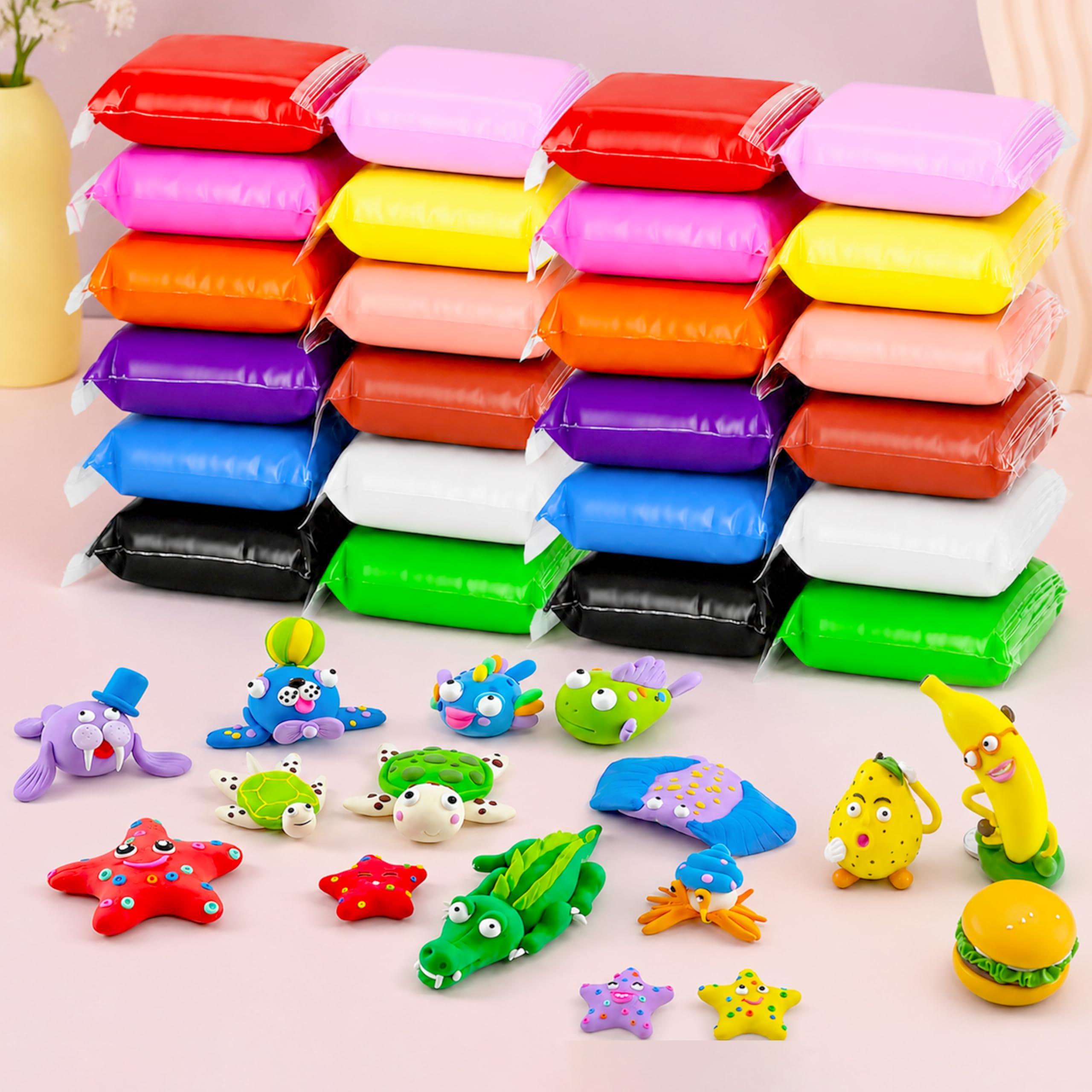 VGRASSP 48 Pcs Air Dry Clay for Kids with 12 Sculpting Tools - Creative Art & Crafts Play Dough Birthday Return Gift for Boys and Girls (12 Colors X 4)