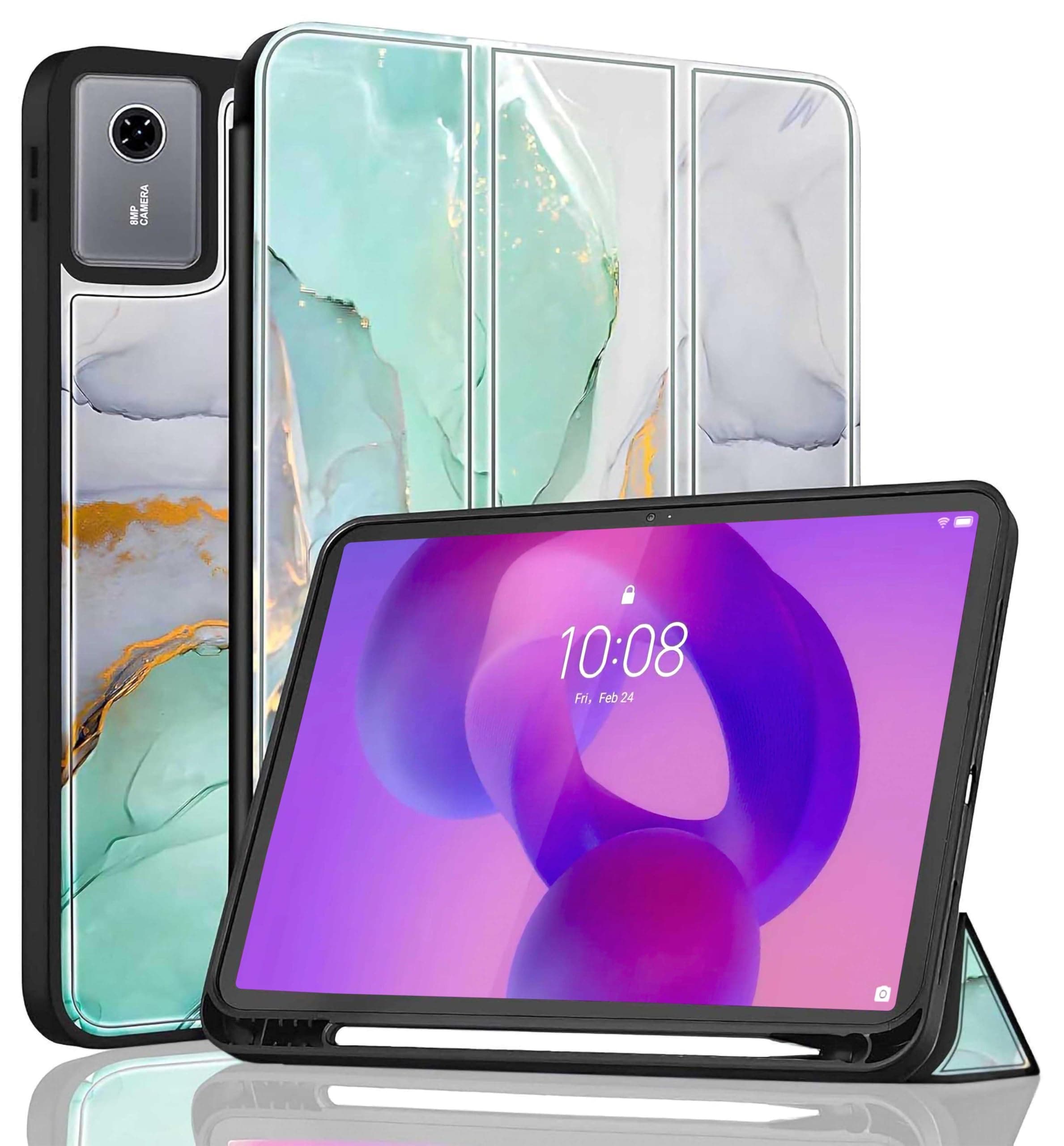 ProElite Cover for Lenovo idea Tab 11 inch 2025 case Cover, Soft Flexible Flip Case Cover for Lenovo idea Tab 11 inch 2025 with Pen Holder [Recoil Series] - Marble Green