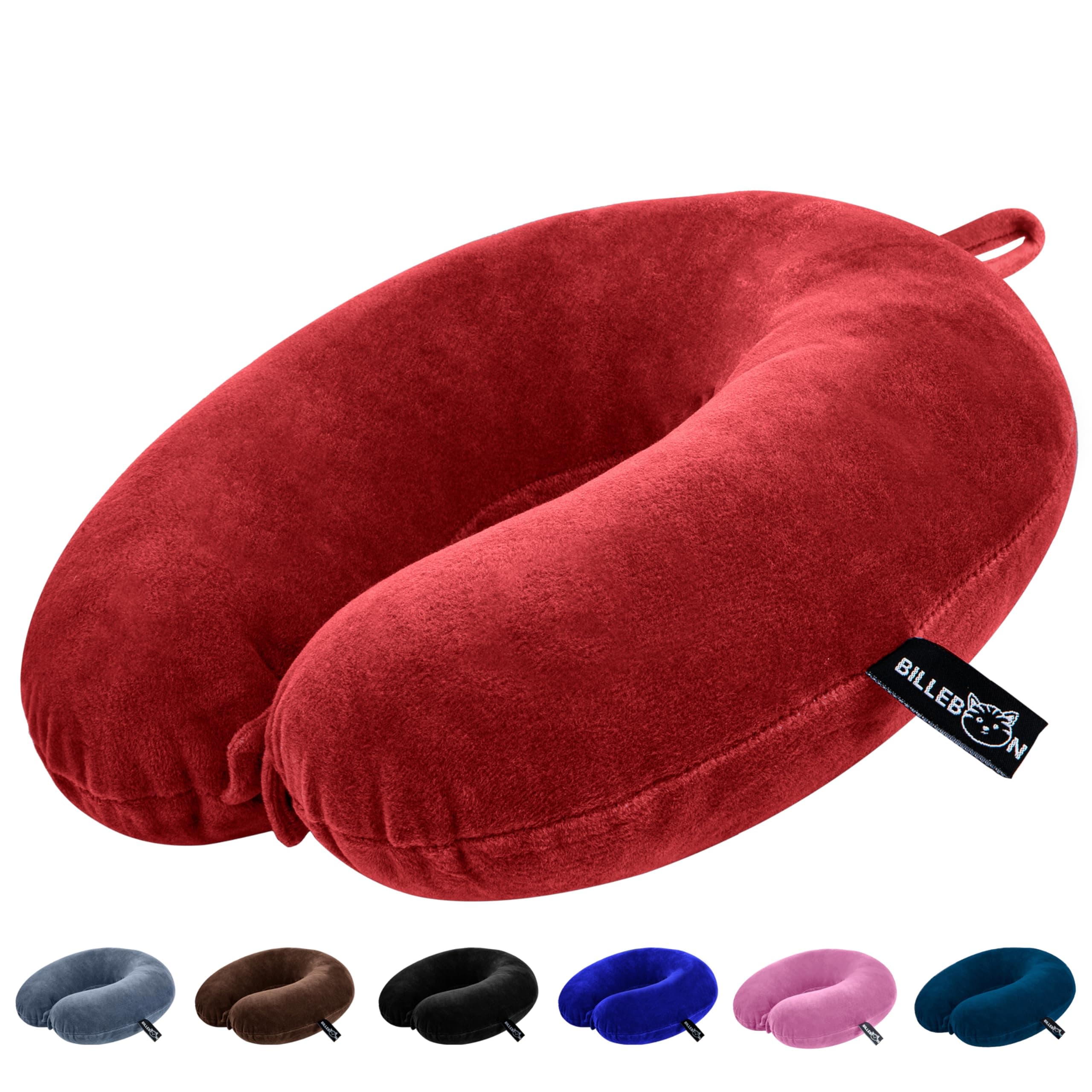 Billebon Premium Neck Pillow for Travelling Airplane Travel Pillow Comfortable Head Rest Neck Holder Pillow (Grey) (Red)