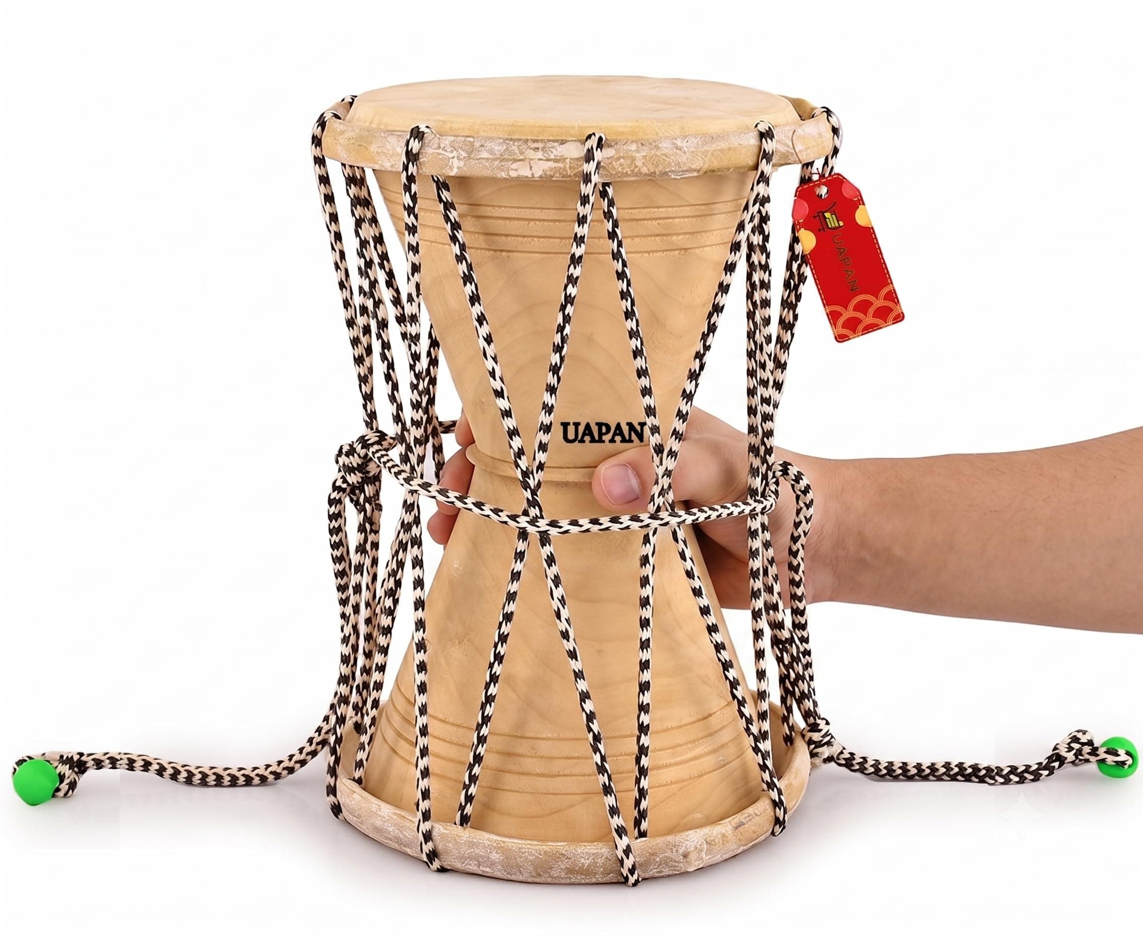 UAPAN Damru Indian Musical Instrument/Pooja Articles/Home Decor for Shivatri Puja (11 inch, Skin color)