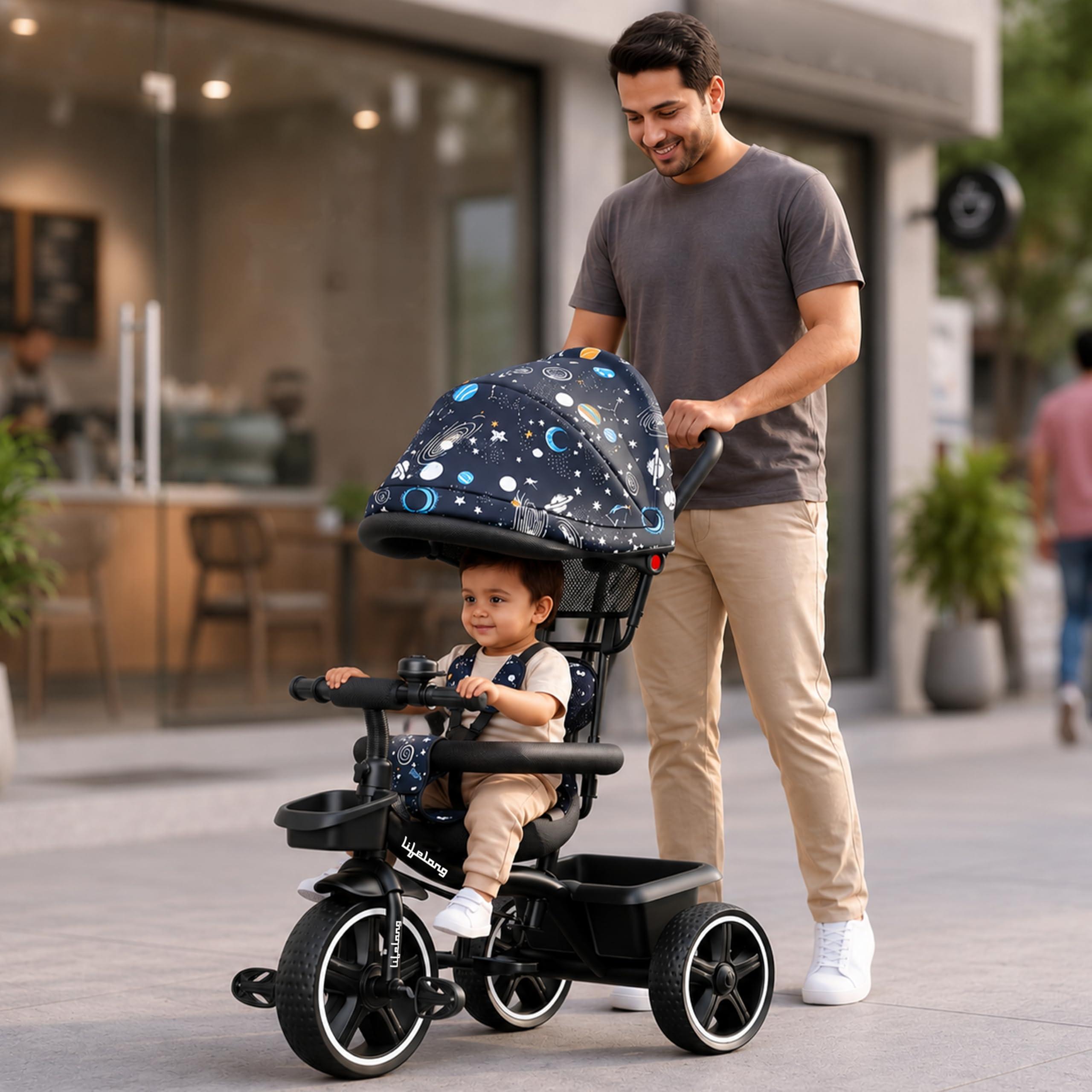 Lifelong Kids Harness Parental Control Tricycle with EVA Wheels, Bell & Storage Basket|Baby Trike|Age Group 1 Years to 4 Years Carrying Capacity Upto 25 kgs