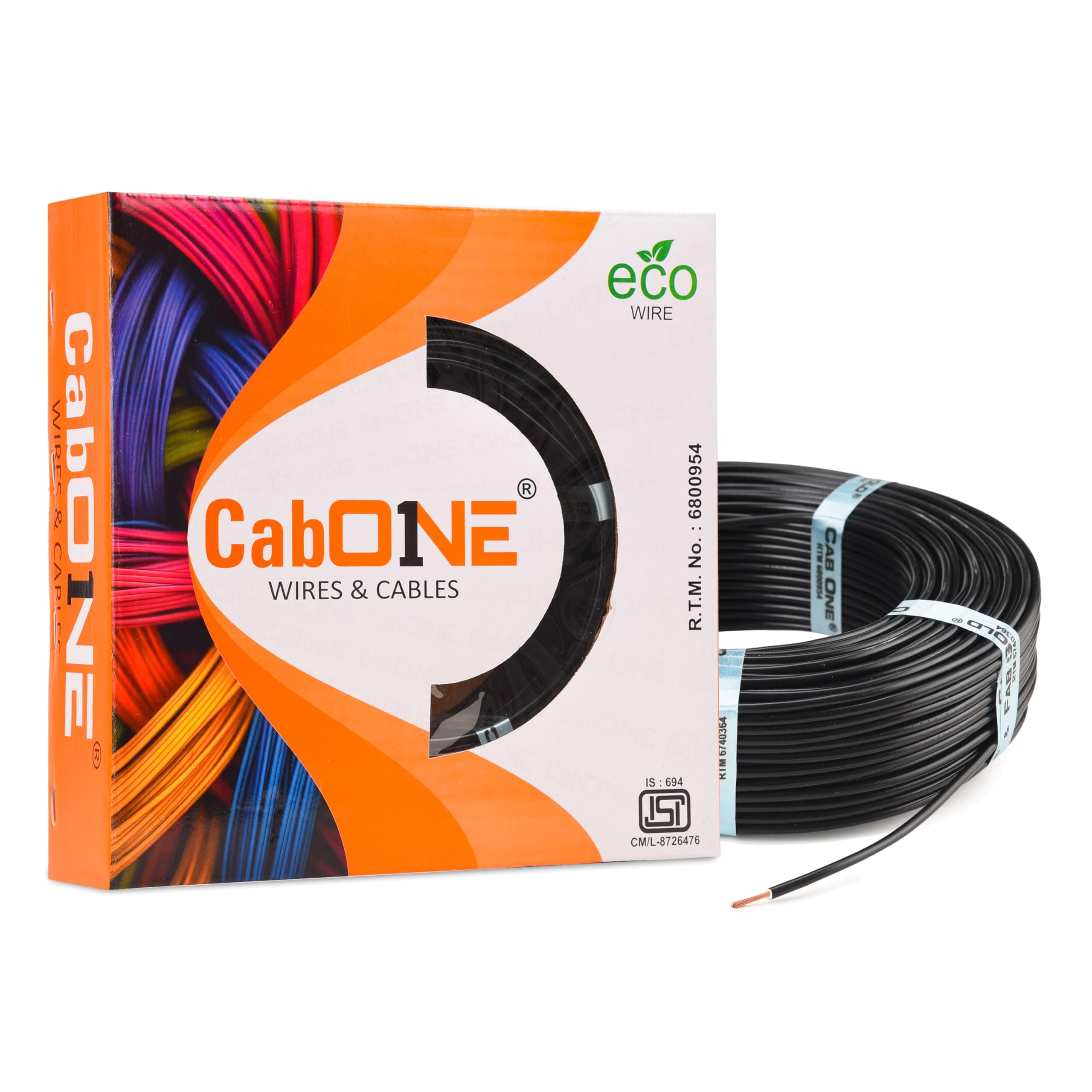 CabONE Lite 2.5 Sq mm Electrical Wire - 90m Blue Single Core CCA Copper Wire | Fire Retardant PVC Insulation for Domestic Wiring Blck