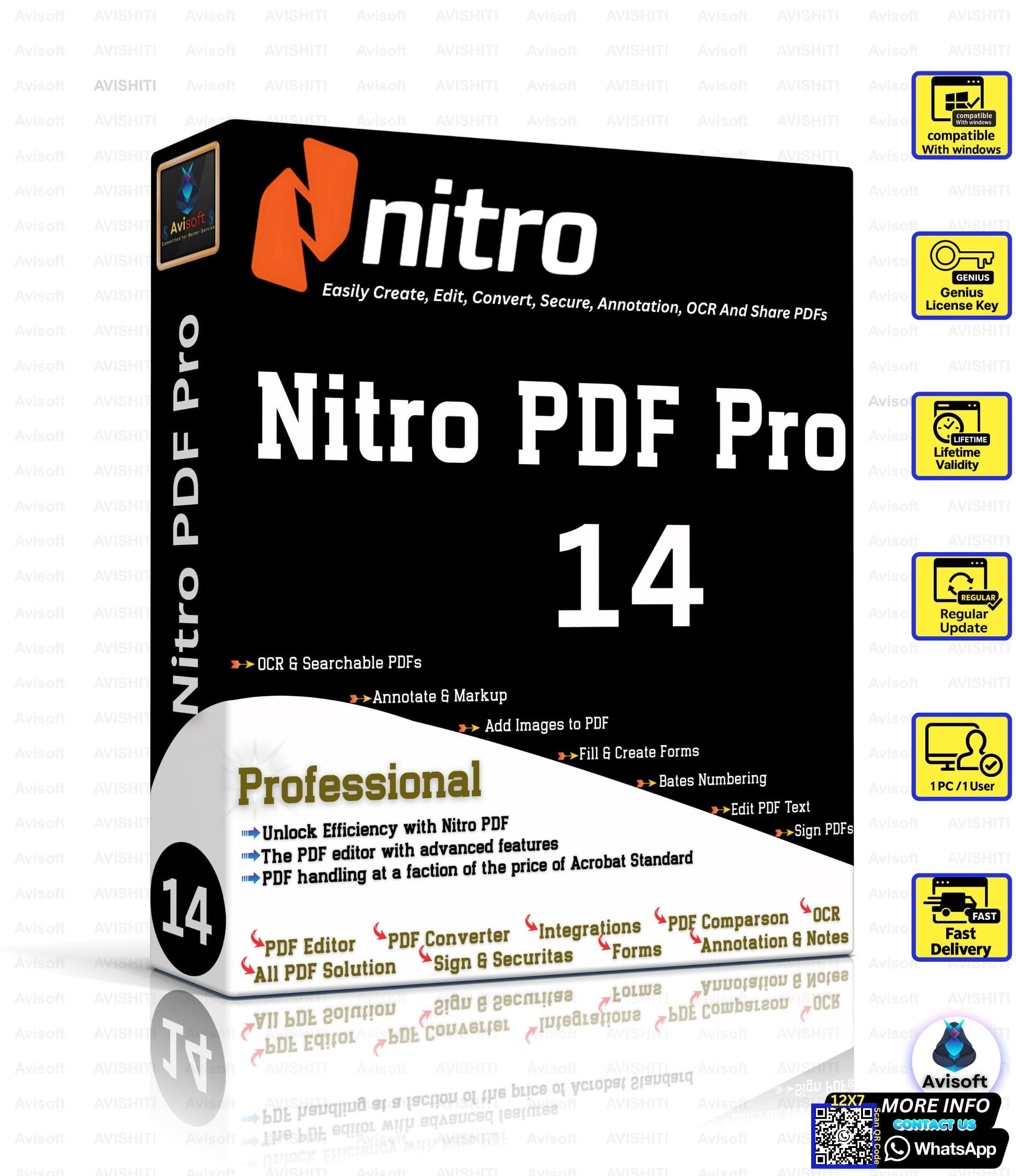 Nitro PDF Pro 14 (Lifetime License) | 2025–26 Edition | Professional PDF Editor for Windows PC | Create, Edit, Convert, OCR, Secure & Sign PDFs | Advanced PDF Editor & Converter | All PDF Solutions | 1 User X 1 PC | Instant Delivery