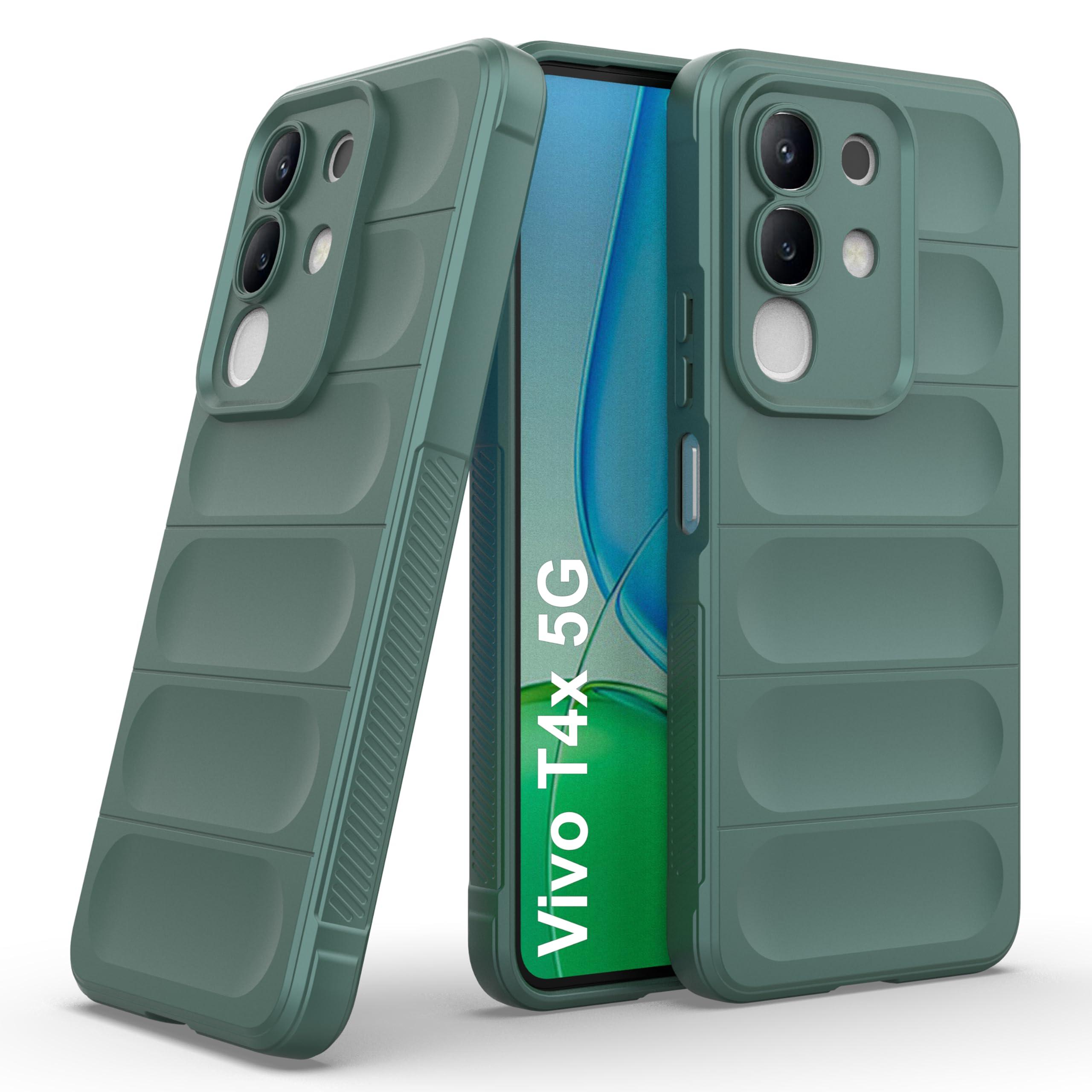 Zapcase Back Case Cover for Vivo T4x 5G | Compatible for Vivo T4x 5G Back Cover | Liquid Silicon Magic Case with Camera Protection | Dark Green