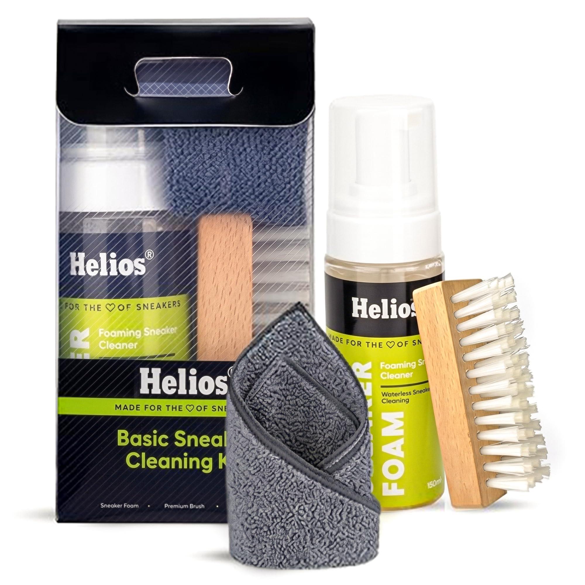 Helios Shoe Cleaning Kit | 150 ml Sneaker Cleaner Kit with Brush & Microfiber Towel | Shoe Cleaner for Sports Shoes, White Shoes & Sneakers | Easy Cleaning Solution
