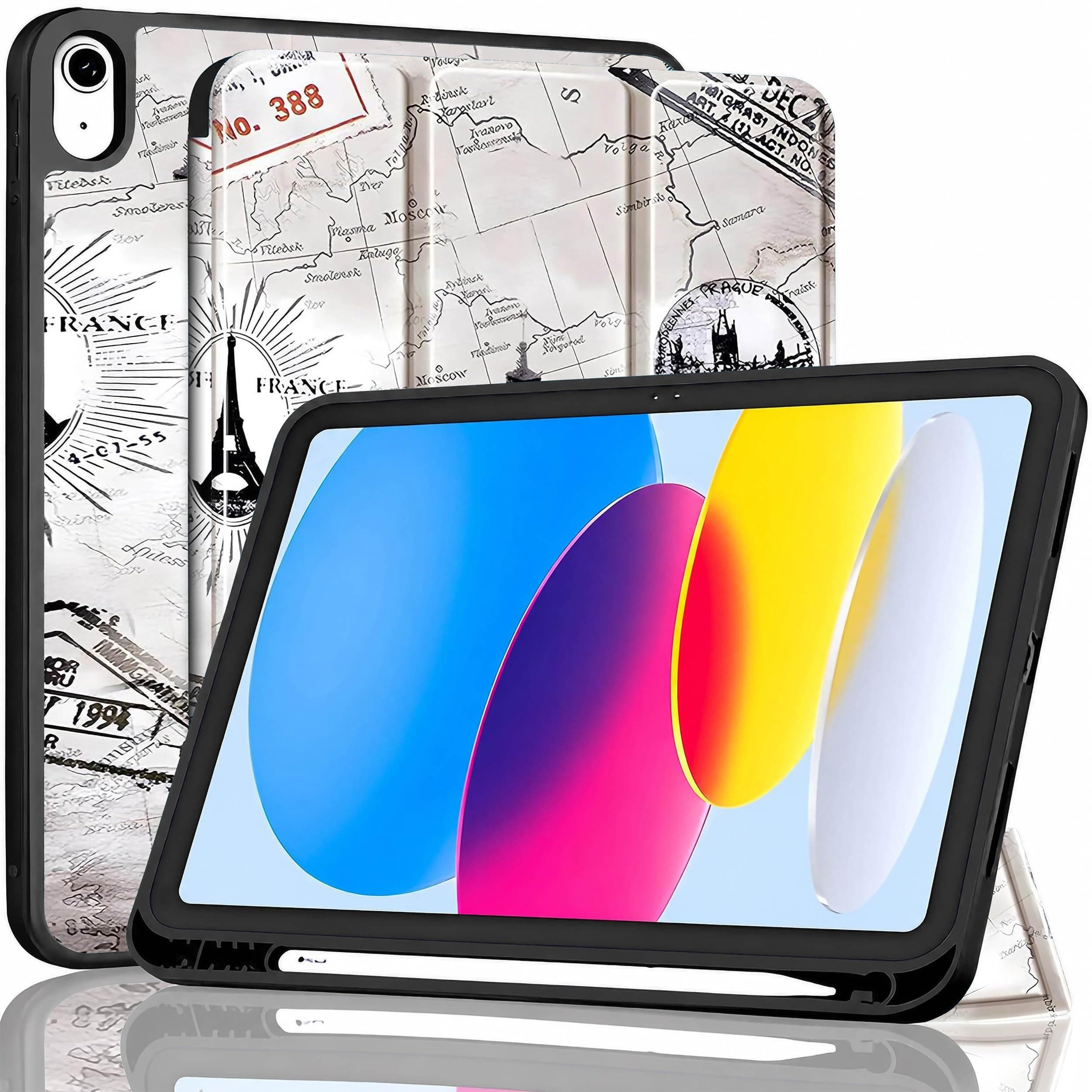 ProElite Smart Case for iPad (A16) 11th/10th Generation (2025/2022) [Auto Sleep/Wake Cover] [Left Side Pencil Holder] [Soft Flexible Case] Recoil Series - Eiffel