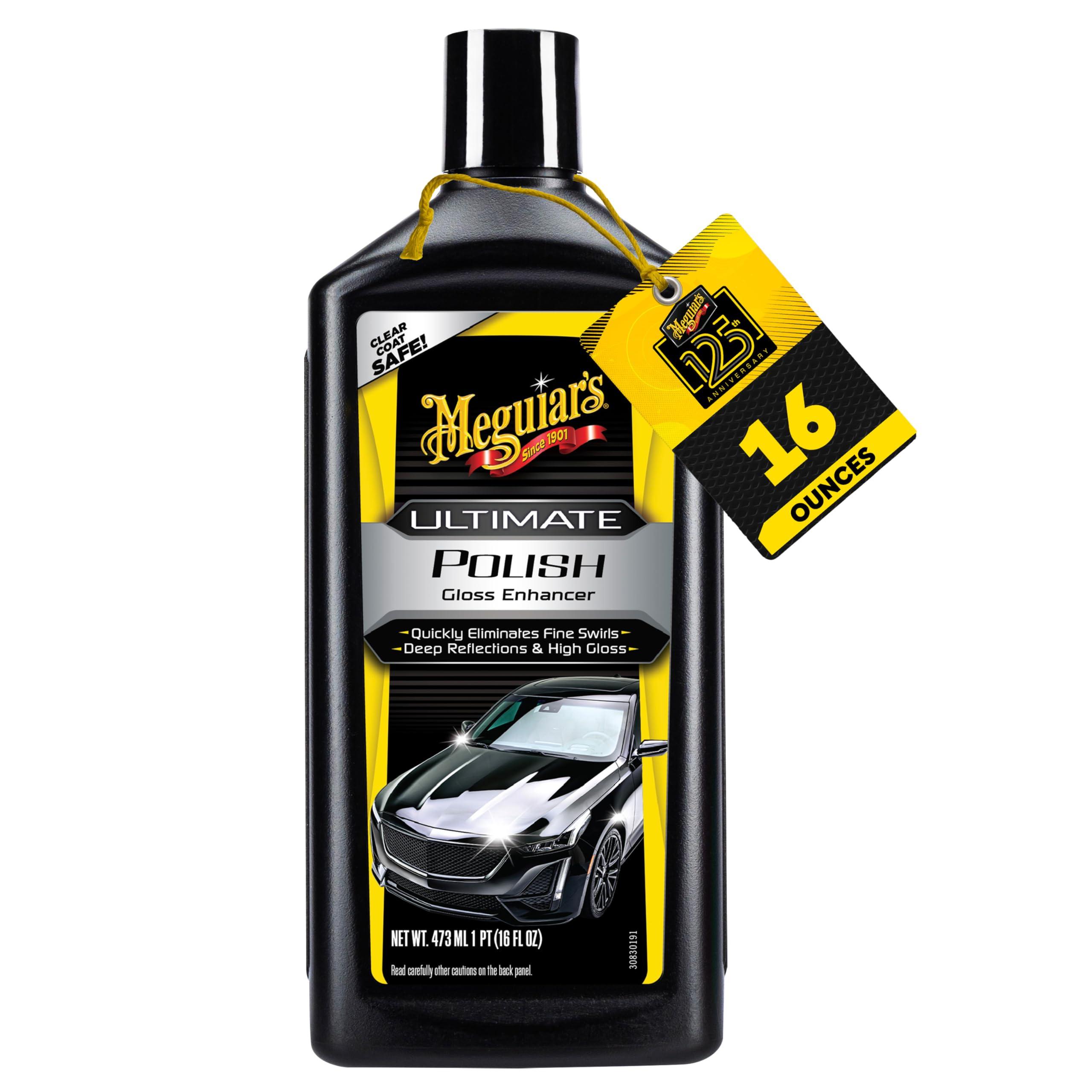 Meguiar's Ultimate Polish – High-Gloss Polish for a Show Car Shine – Permanently Removes Light Swirls to Produce a Deep, Wet Reflection with a High Gloss Shine - Easy to Use, 473ml