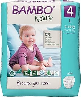 Bambo Nature Premium Baby Tape Diapers for Baby Large Size (7-14 Kgs), Super Absorbent, Breathable, Extra Soft, Dermatologically Tested, Hypoallergenic Nappies With Wetness Indicator, 24 Count