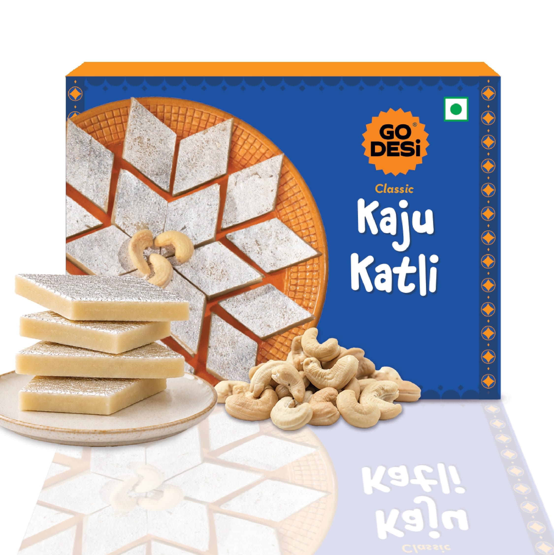 GO DESi Classic Kaju Katli -180 grams | No Artificial Flavours | Rich, Nutty Taste | Sweets | Mithai