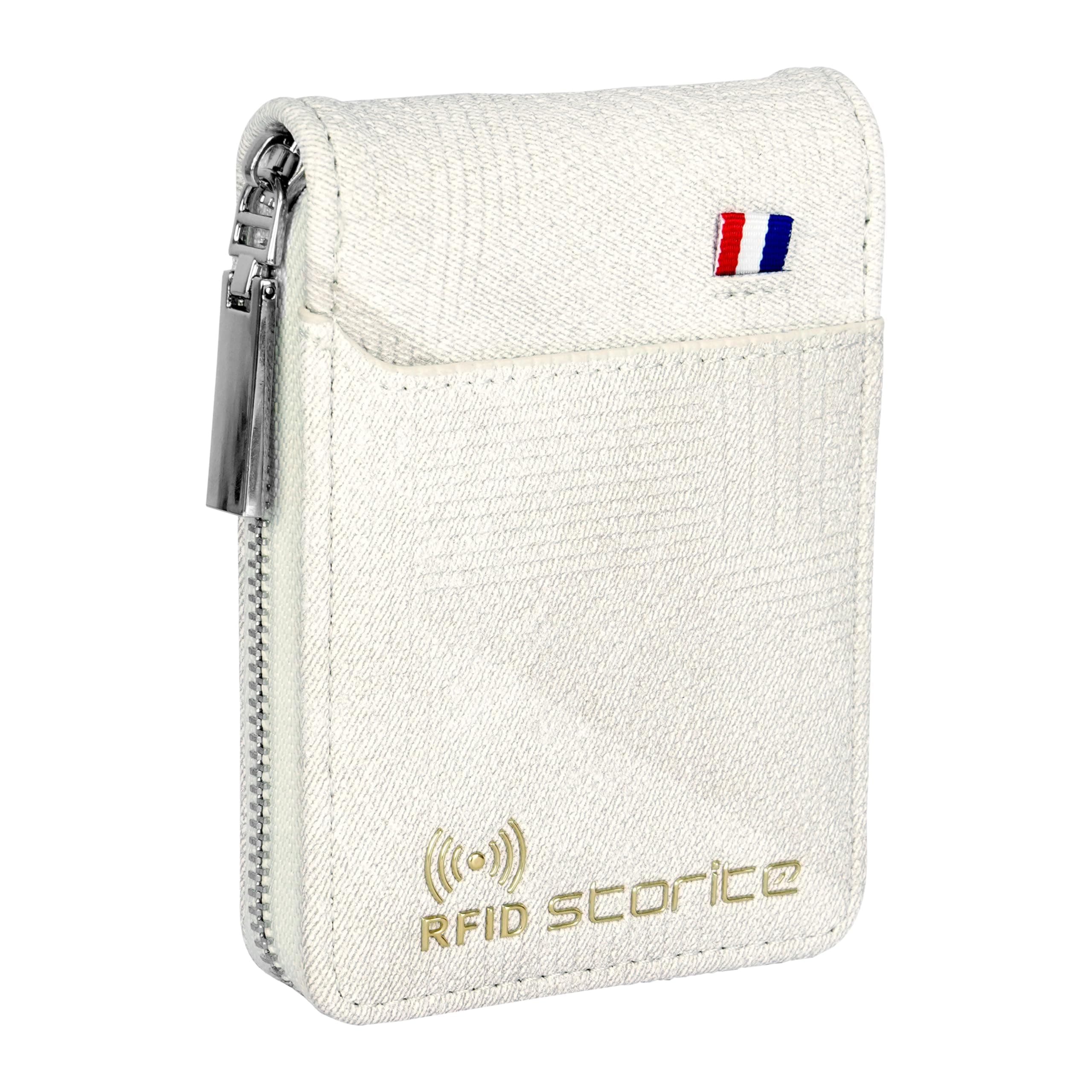 Storite 9 Slots RFID Protected PU Leather Card Holder Wallet, Beige