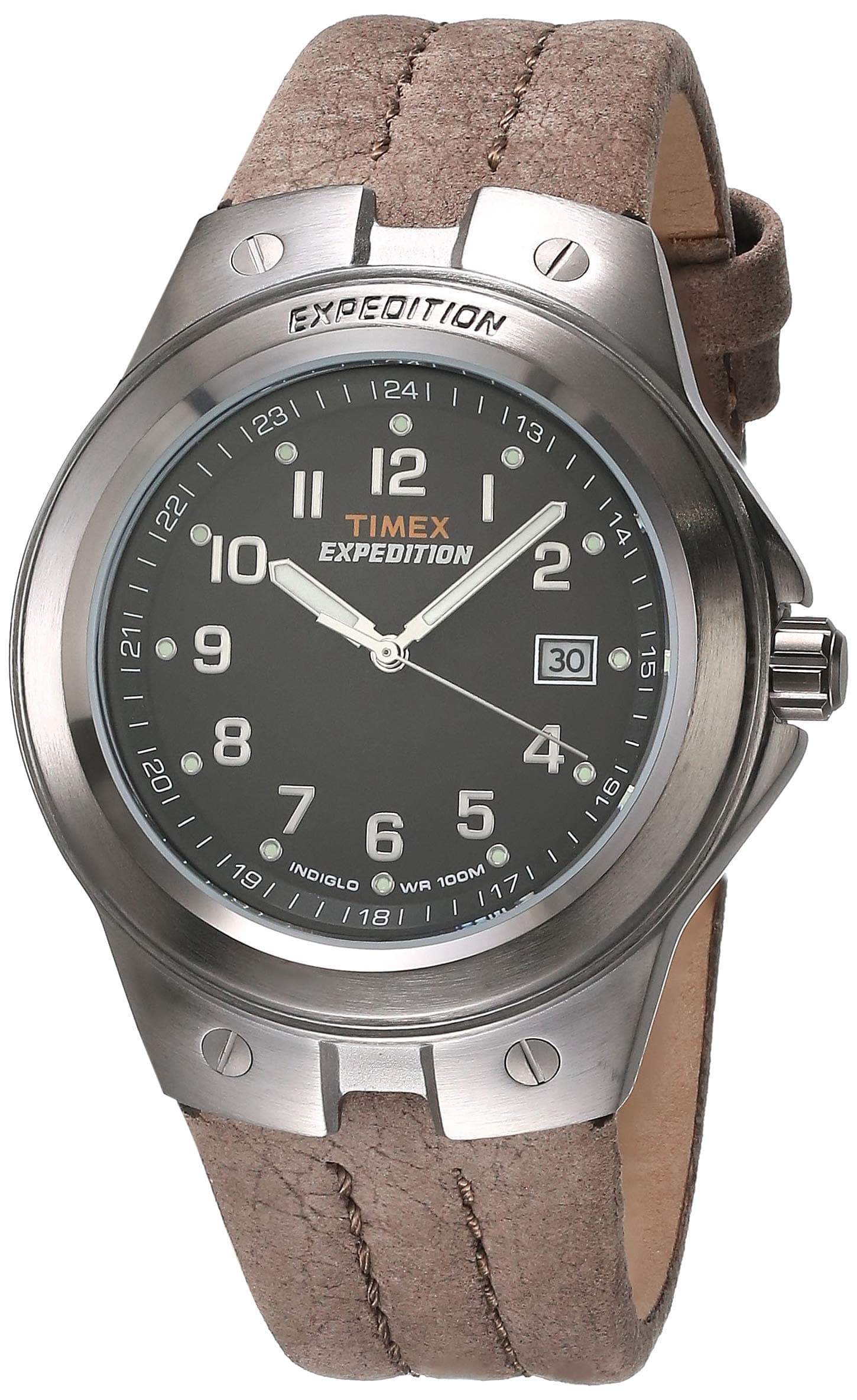 TIMEX Men's T49631 Expedition Metal Tech Brown Leather Strap Watch
