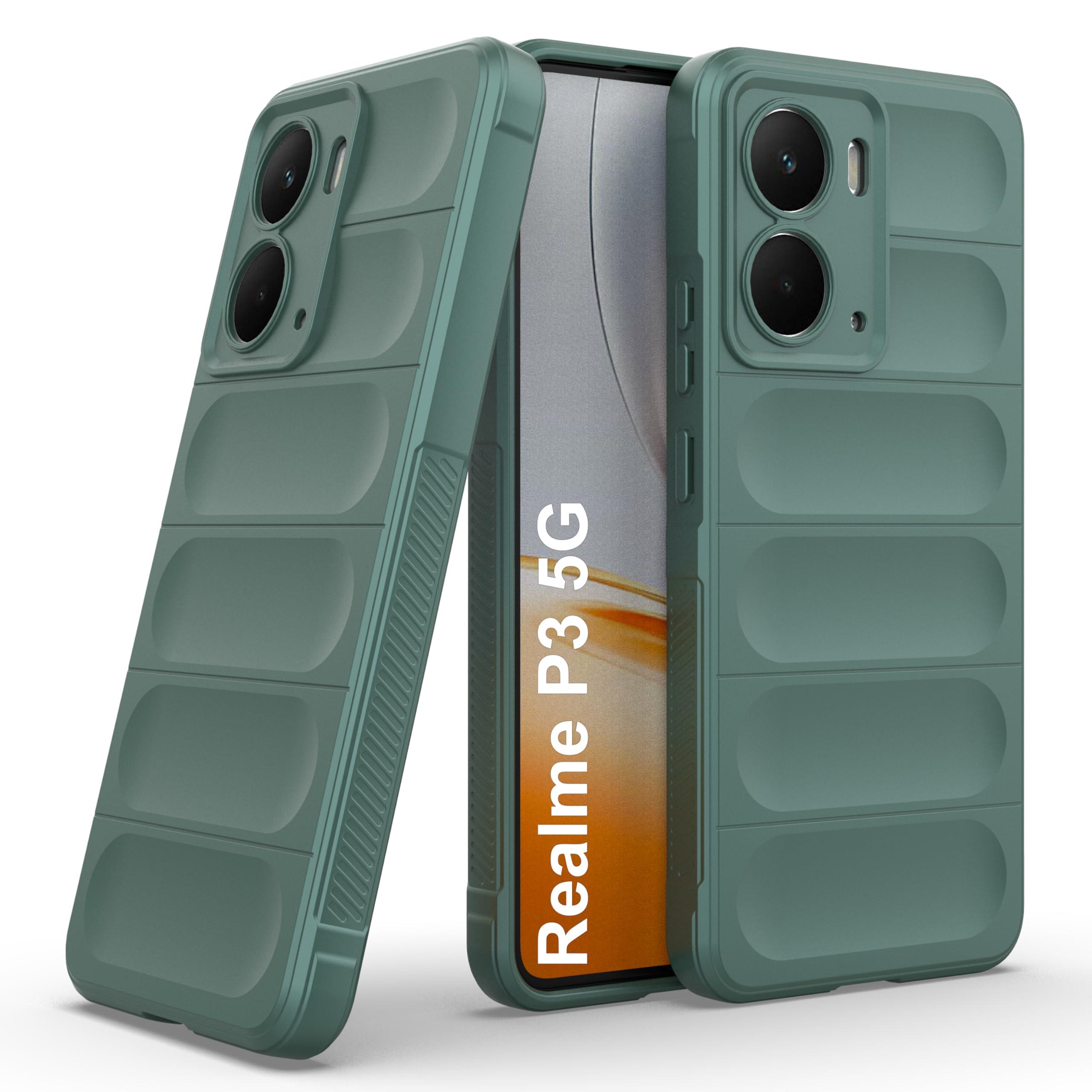 Zapcase Back Case Cover for Realme P3 5G | Compatible for Realme P3 5G Back Cover | Liquid Silicon Magic Case with Camera Protection | Dark Green